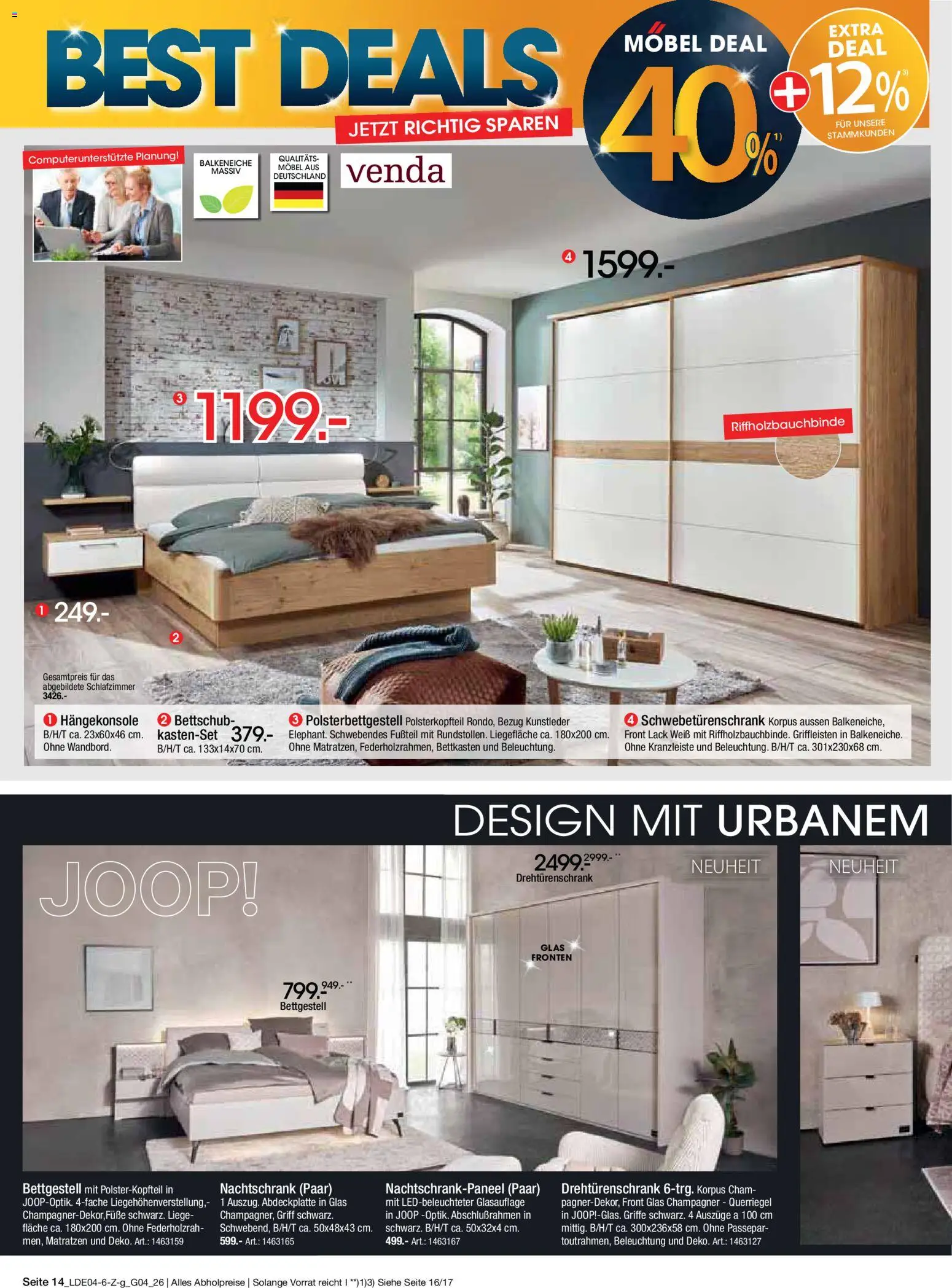 Zurbrüggen Italienische Wochen – gültig ab 11.04.2026 | Seite: 28 | Produkte: Schwebetürenschrank, Drehtürenschrank, Liege