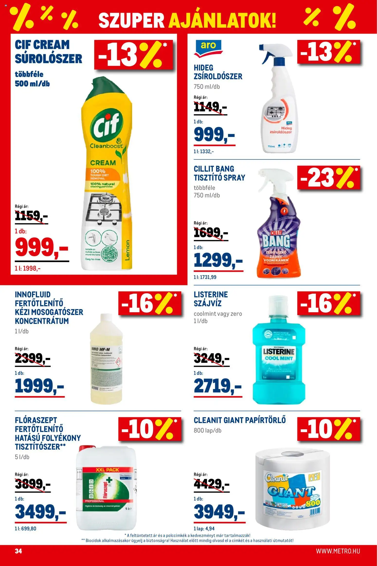 Metro akciós ujság - amely érvényes a következő dátumtól: 01.02.2026 | Oldal: 34 | Termékek: Papírtörlő, Szájvíz, Mosogatószer