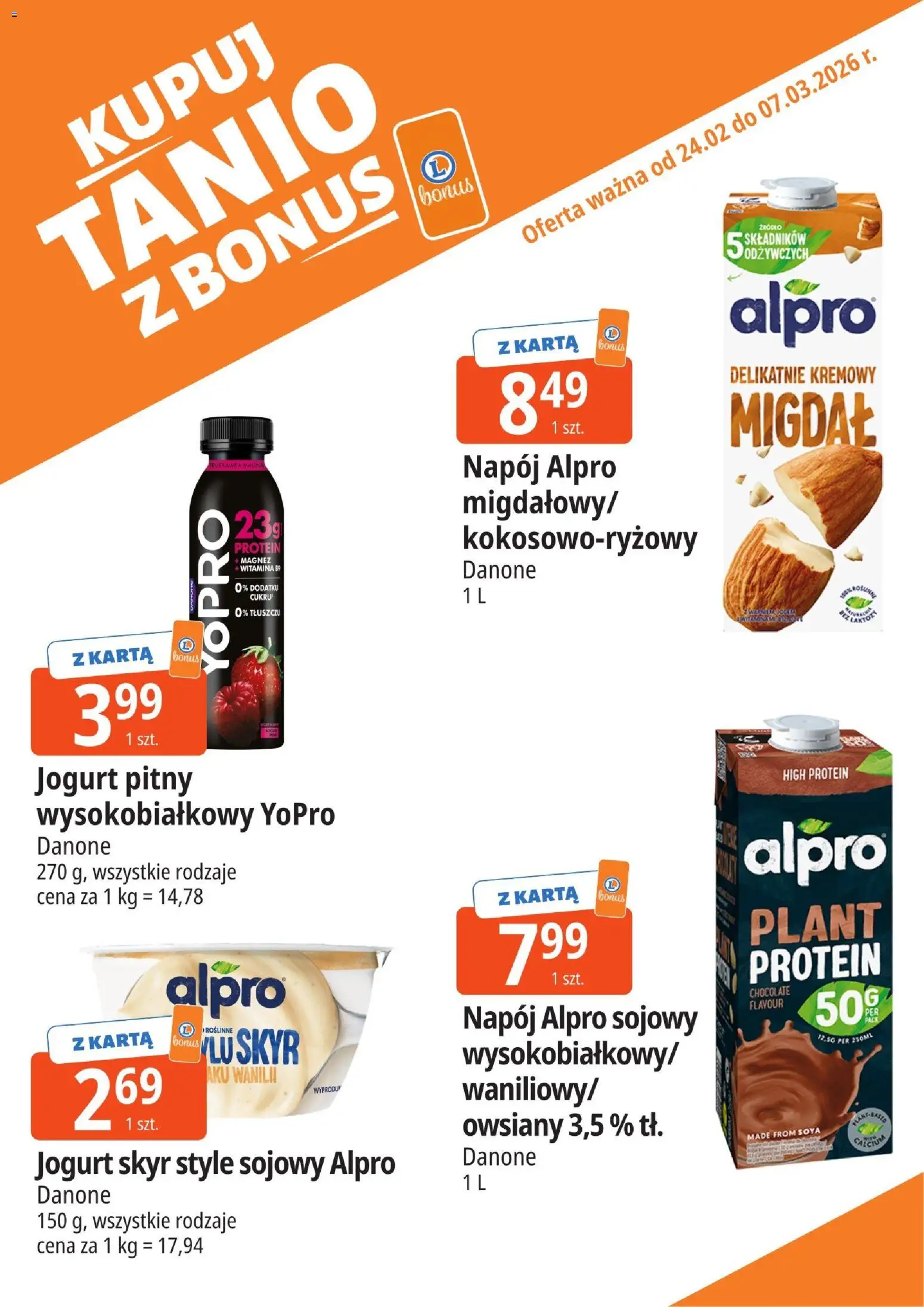 E.Leclerc Gazetka - Zamość kupony dodatkowe od 24.02.2026 | Strona: 4 | Produkty: Karta, Alpro, Jogurt pitny, Jogurt