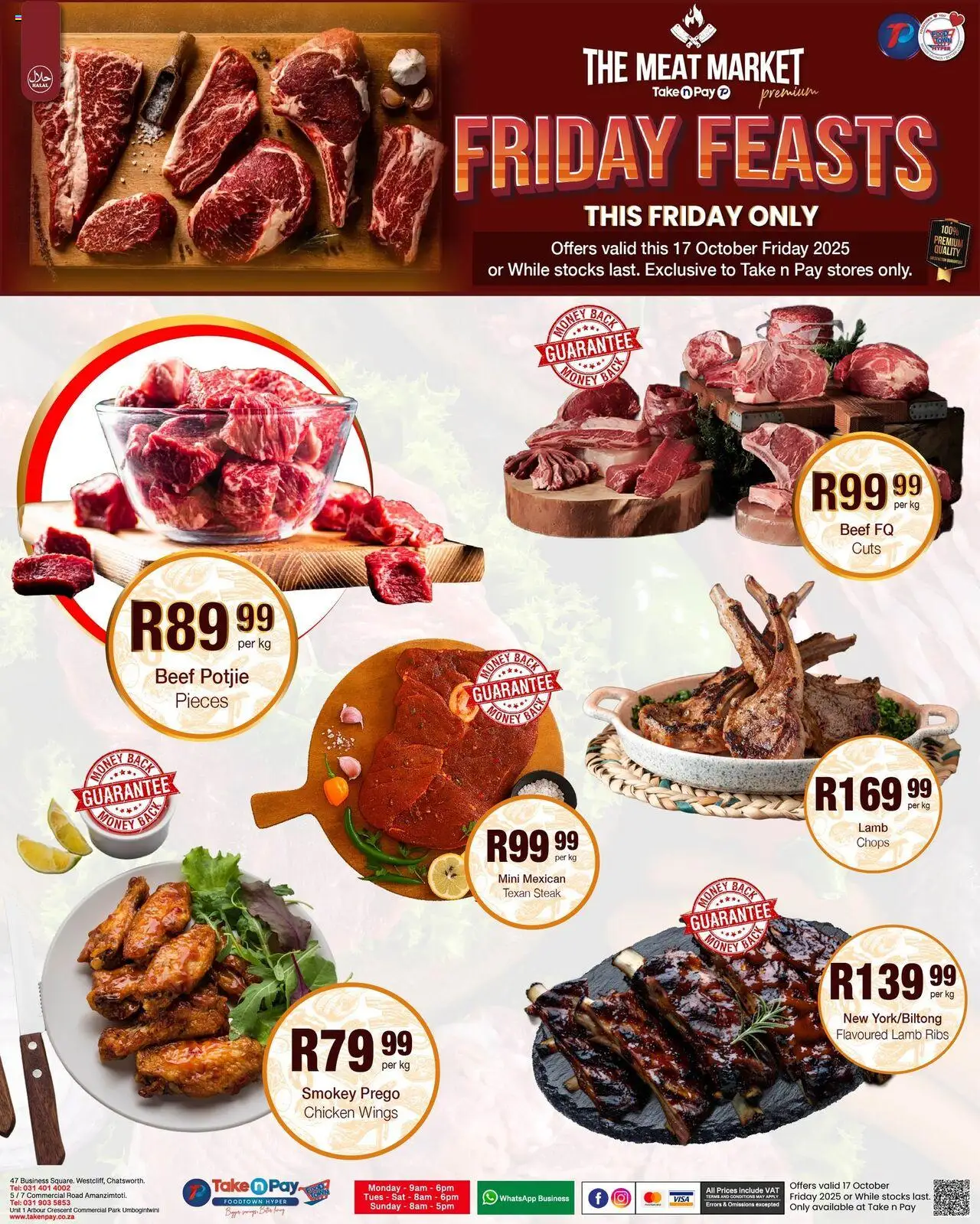 New Take n Pay catalogue – valid from 17.10.2025 | Page: 3 | Products: Steak, Ribs, Chicken, Beef