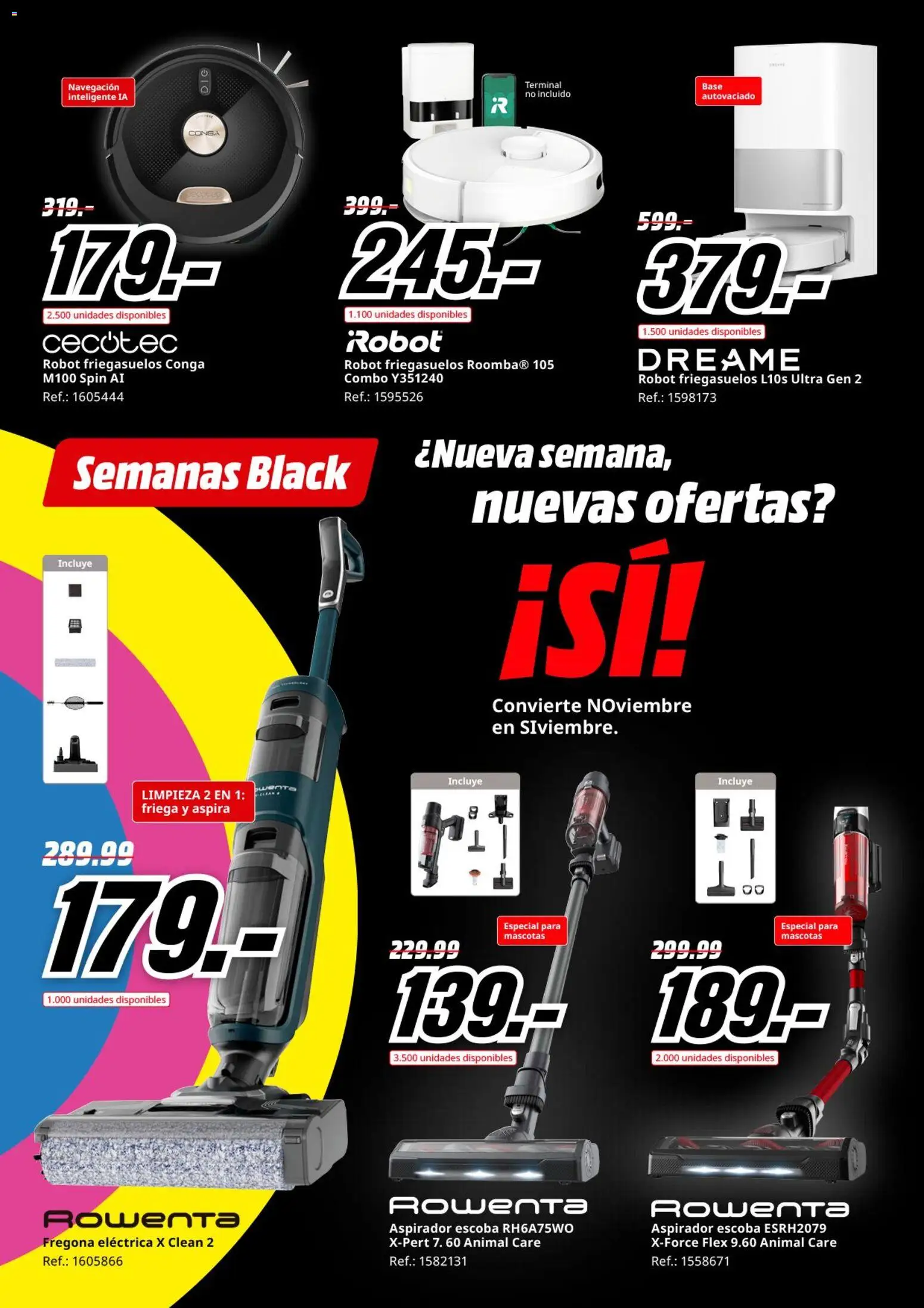 Media Markt Black Friday │ válido desde el 12.11.2025 | Página: 23 | Productos: Escoba, Robot, Navegación, Aspirador