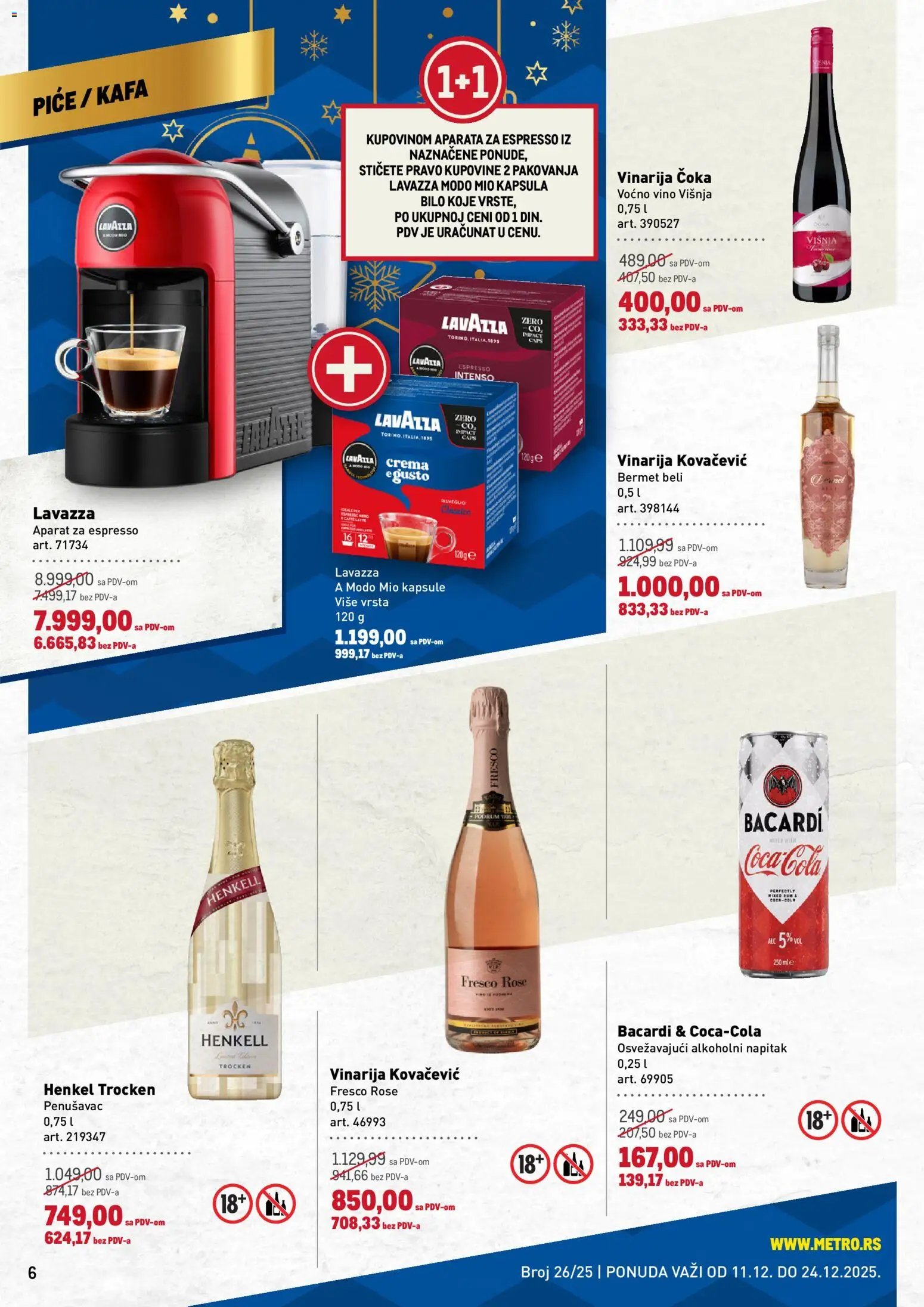 Metro katalog - važi od 11.12.2025 | Strana: 6 | Proizvode: Kapsule, Kafa, Vino, Lavazza