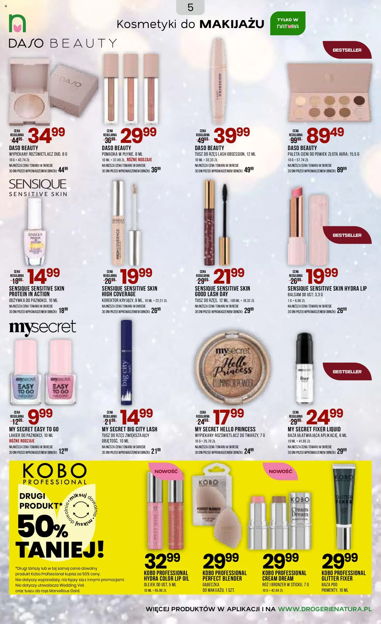 Drogerie Natura Gazetka od 29.12.2025 | Strona: 5 | Produkty: Pomadka, Róż, Rozświetlacz, Odżywka