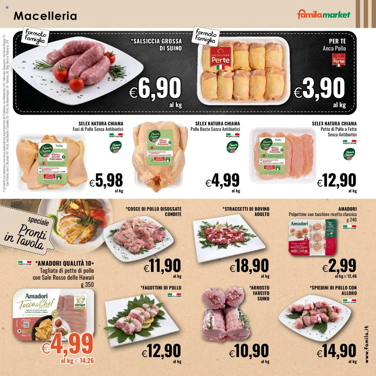 Volantino Famila del 02.10.2025 | Pagina: 3 | Prodotti: Bovino, Petto di Pollo, Tè, Sale