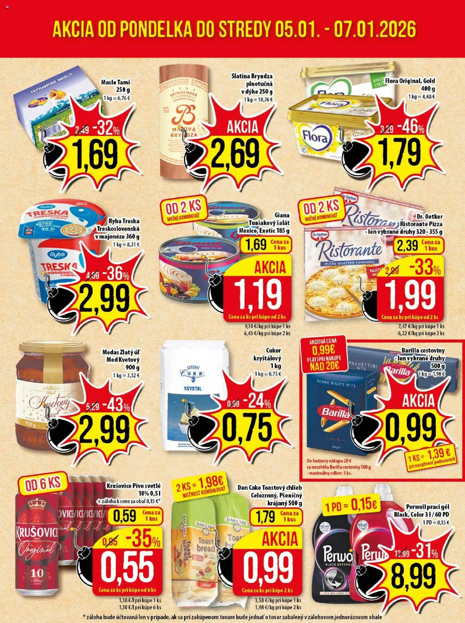 Nové Klas akcie – leták je platný od 05.01.2026 | Strana: 3 | Produkty: Maslo, Bryndza, Šalát, Treska