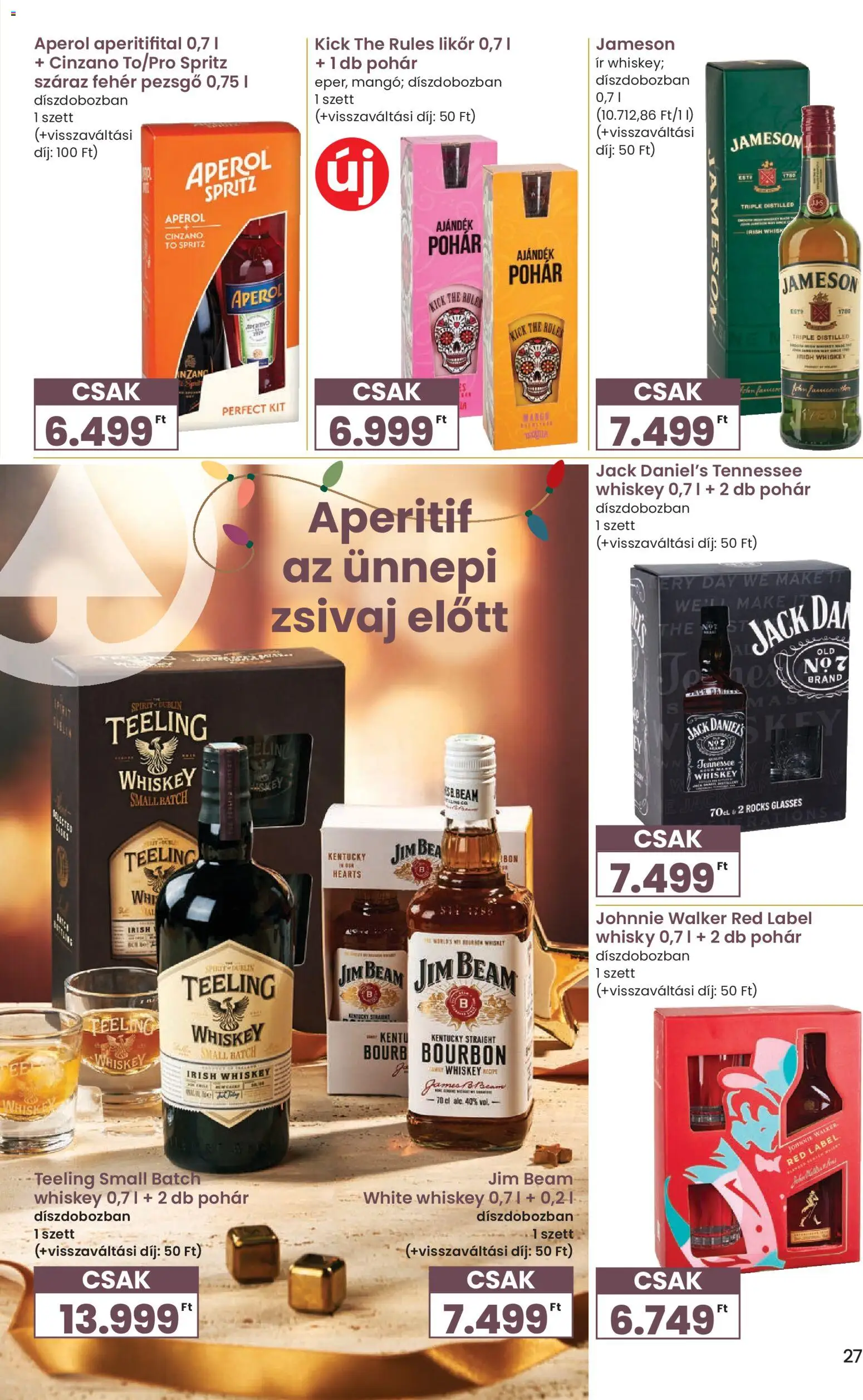 Interspar akciós ujság - amely érvényes a következő dátumtól: 27.11.2025 | Oldal: 27 | Termékek: Bourbon, Likőr, Whisky, Mangó