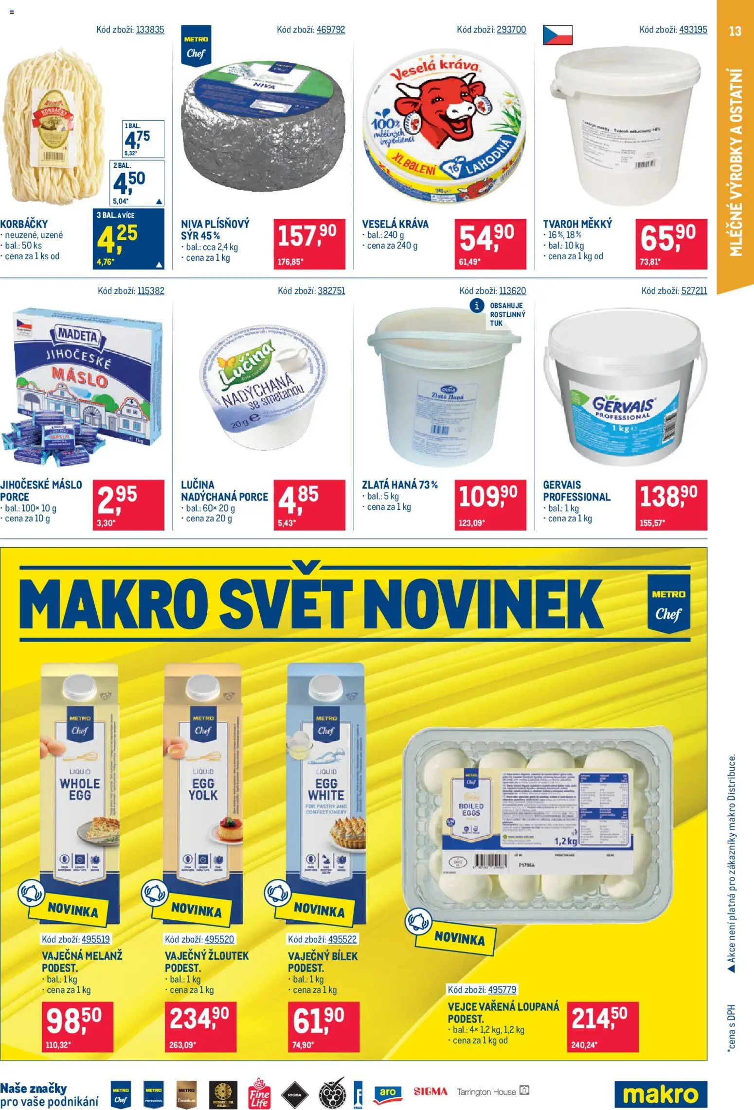 Makro leták - Gastronomie od 08.04.2026 | Strana: 13 | Produkty: Vejce, Zlatá Hana, Gervais, Vaječný bílek