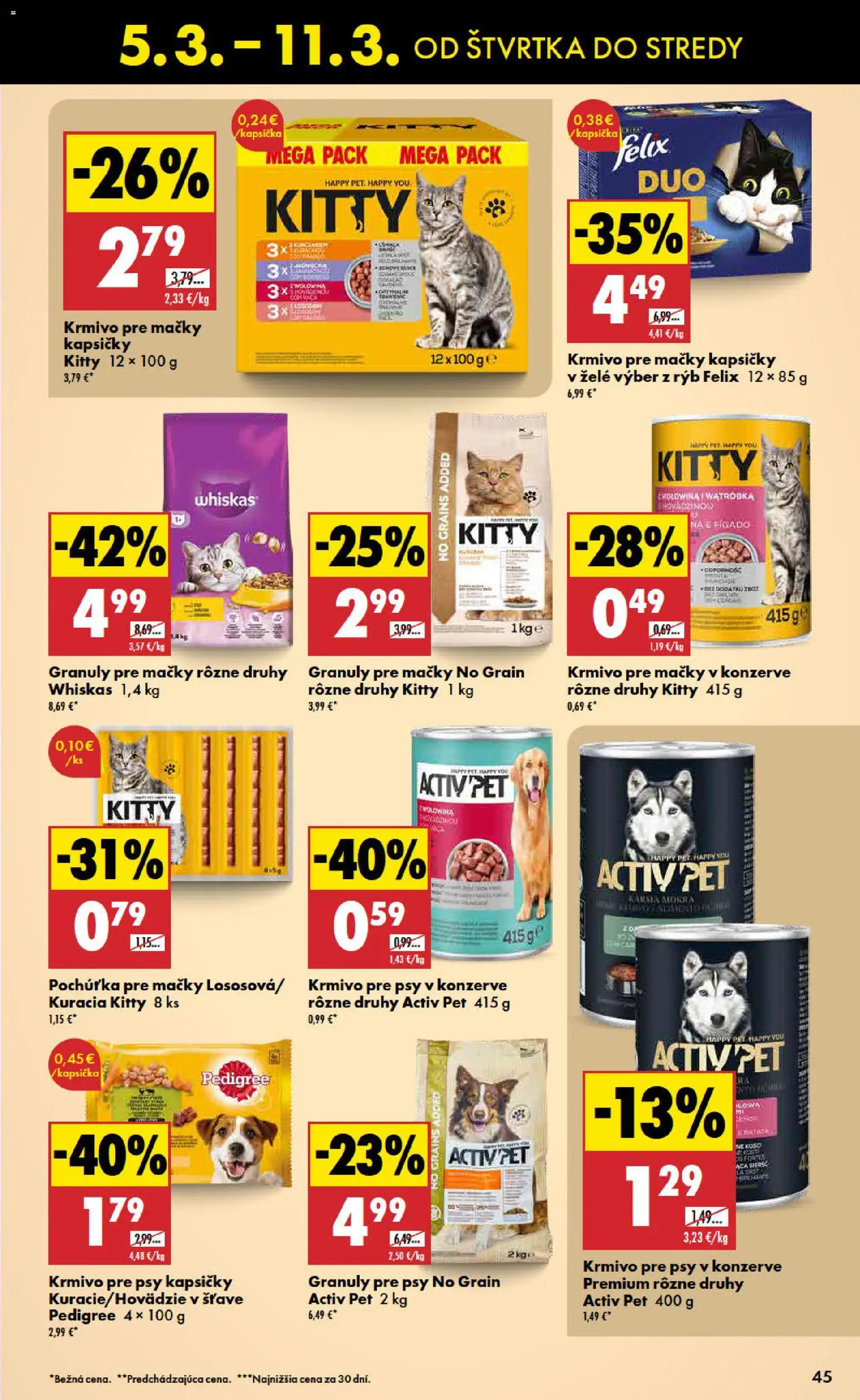 Nové Biedronka akcie – leták je platný od 05.03.2026 | Strana: 45 | Produkty: Felix, Whiskas