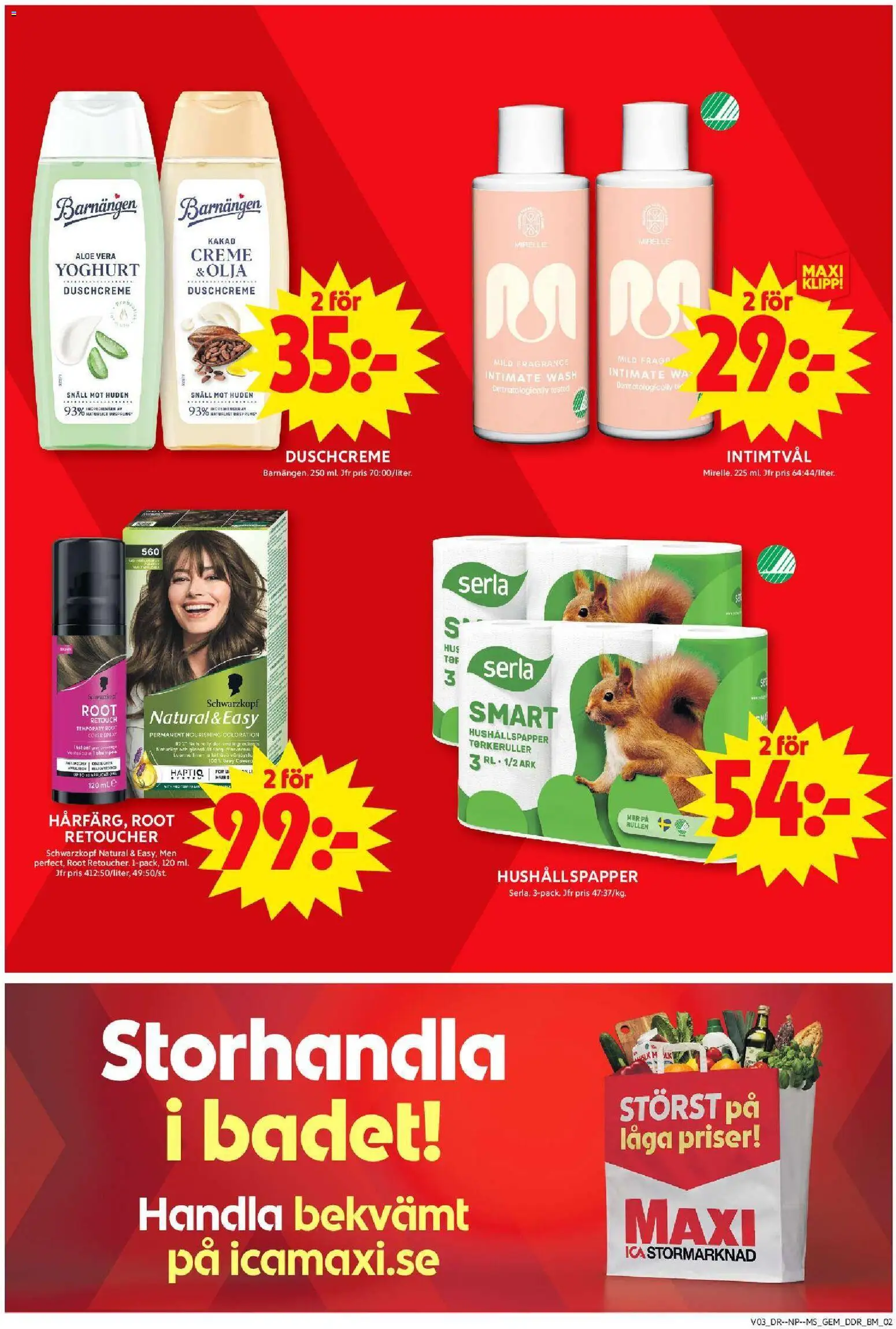 ICA Maxi reklamblad aktuell från 12.01.2026 | Sida: 8 | Produkter: Gem, Hushållspapper, Yoghurt, Intimtvål