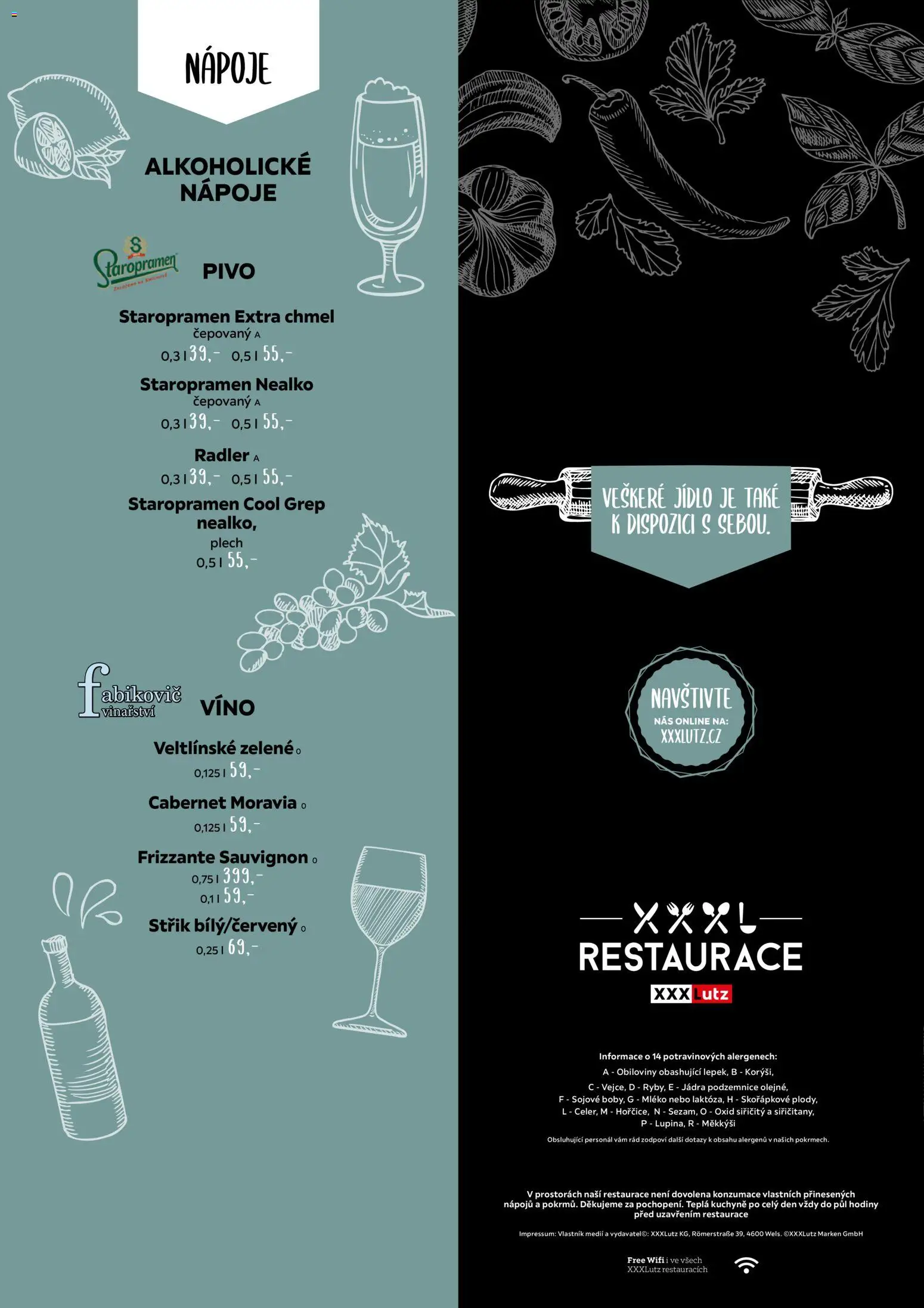 XXXLutz leták - Jídelní lístek  od 19.01.2026 | Strana: 1 | Produkty: Staropramen, Hodiny, Víno, Staropramen Cool