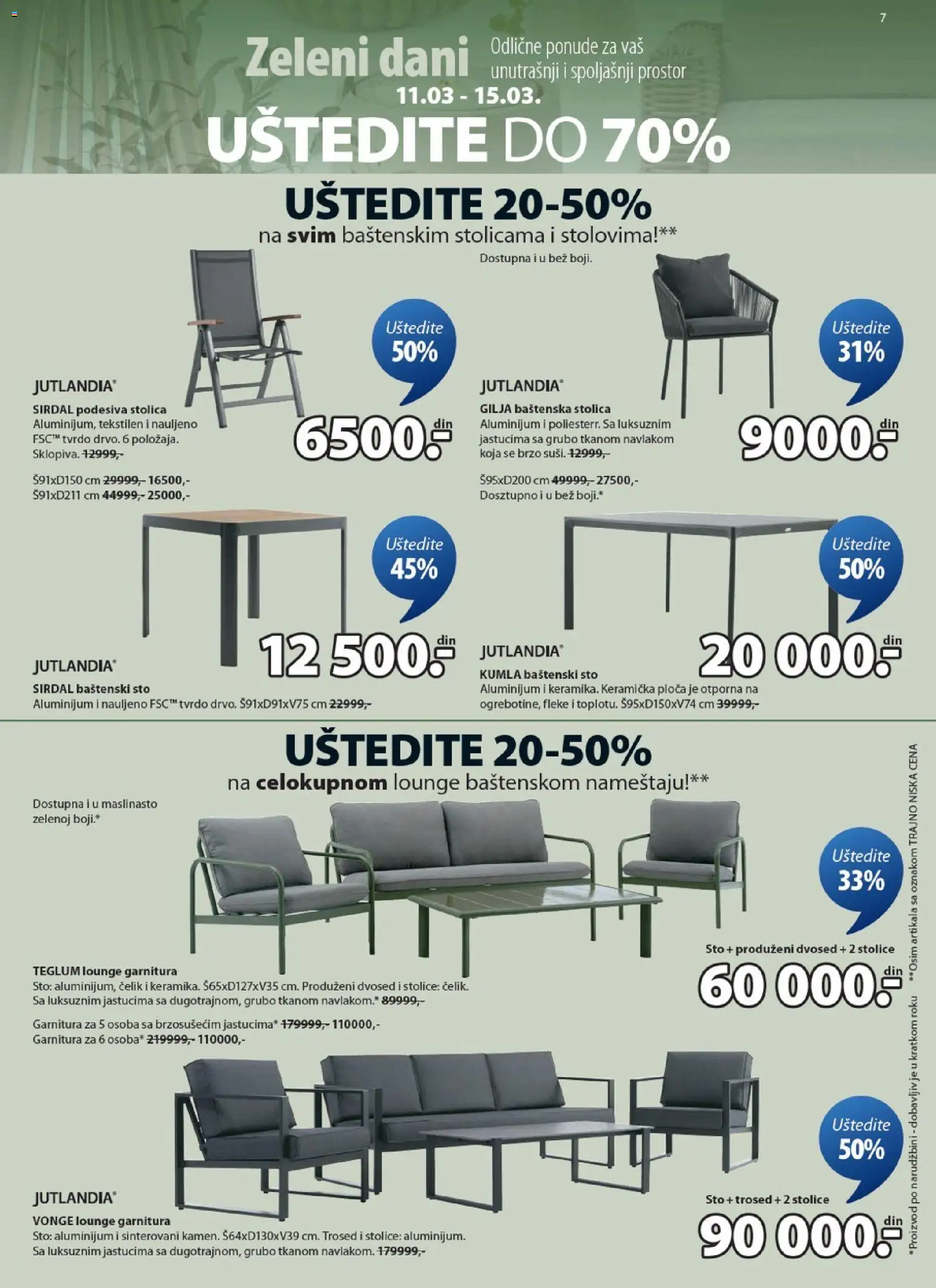 Jysk katalog - važi od 11.03.2026 | Strana: 7 | Proizvode: Baštenski sto, Baštenska stolica, Sto, Dvosed