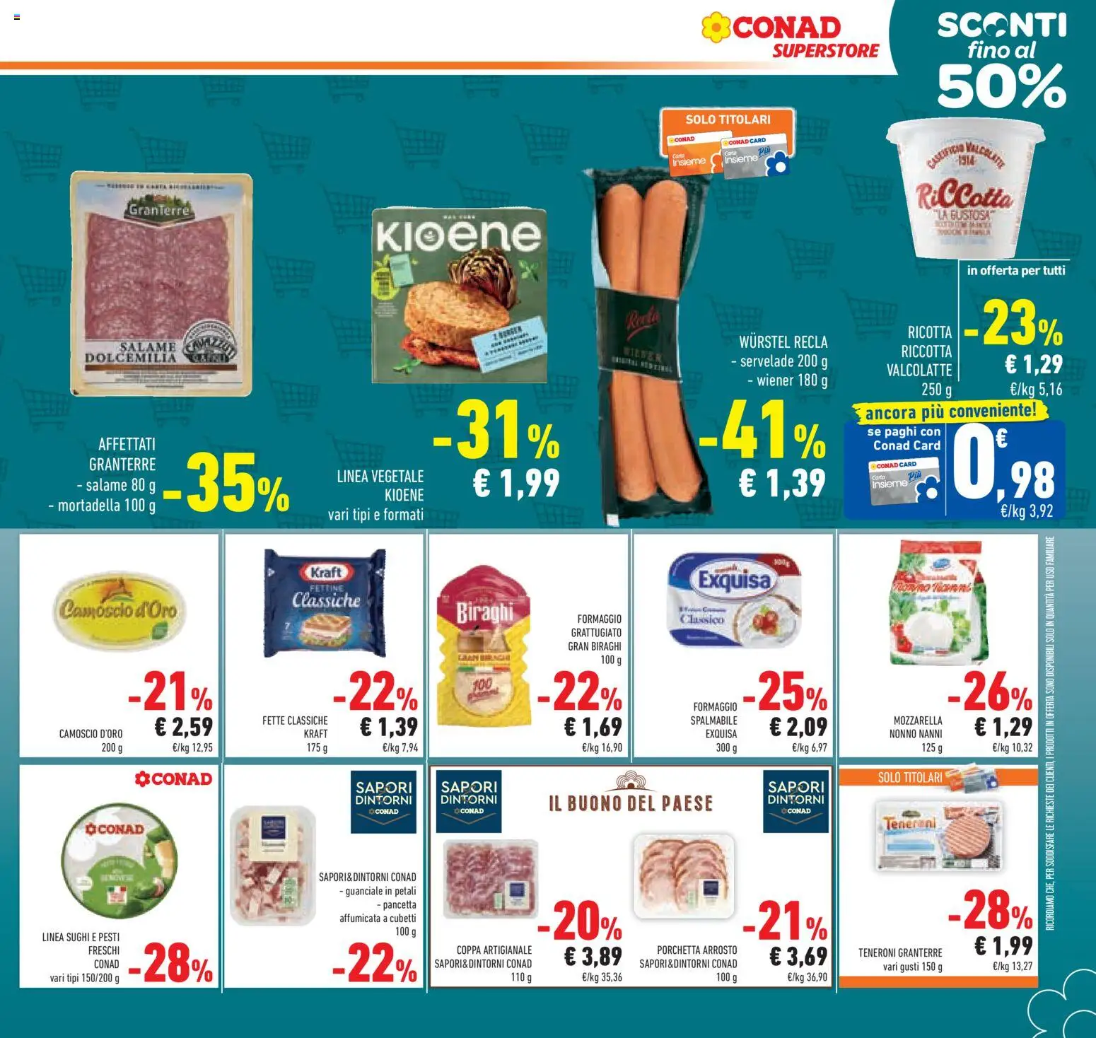 Volantino Conad del 11.03.2026 | Pagina: 23 | Prodotti: Salame, Pancetta, Mozzarella, Formaggio