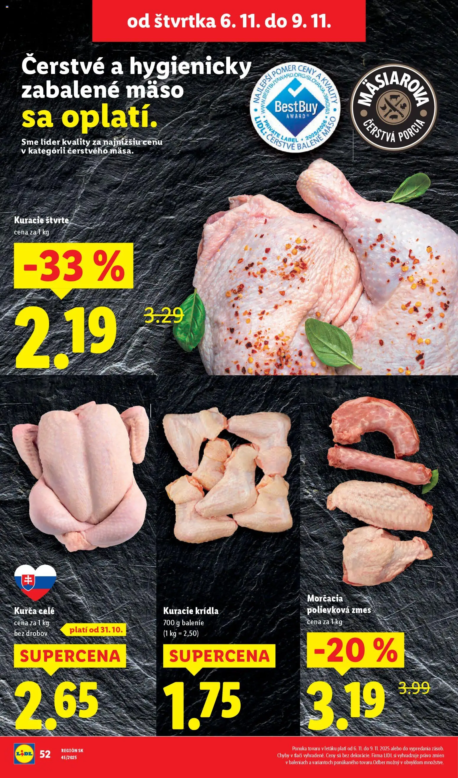 Nové Lidl akcie – leták je platný od 06.11.2025 | Strana: 12 | Produkty: Kuracie krídla, Kurča