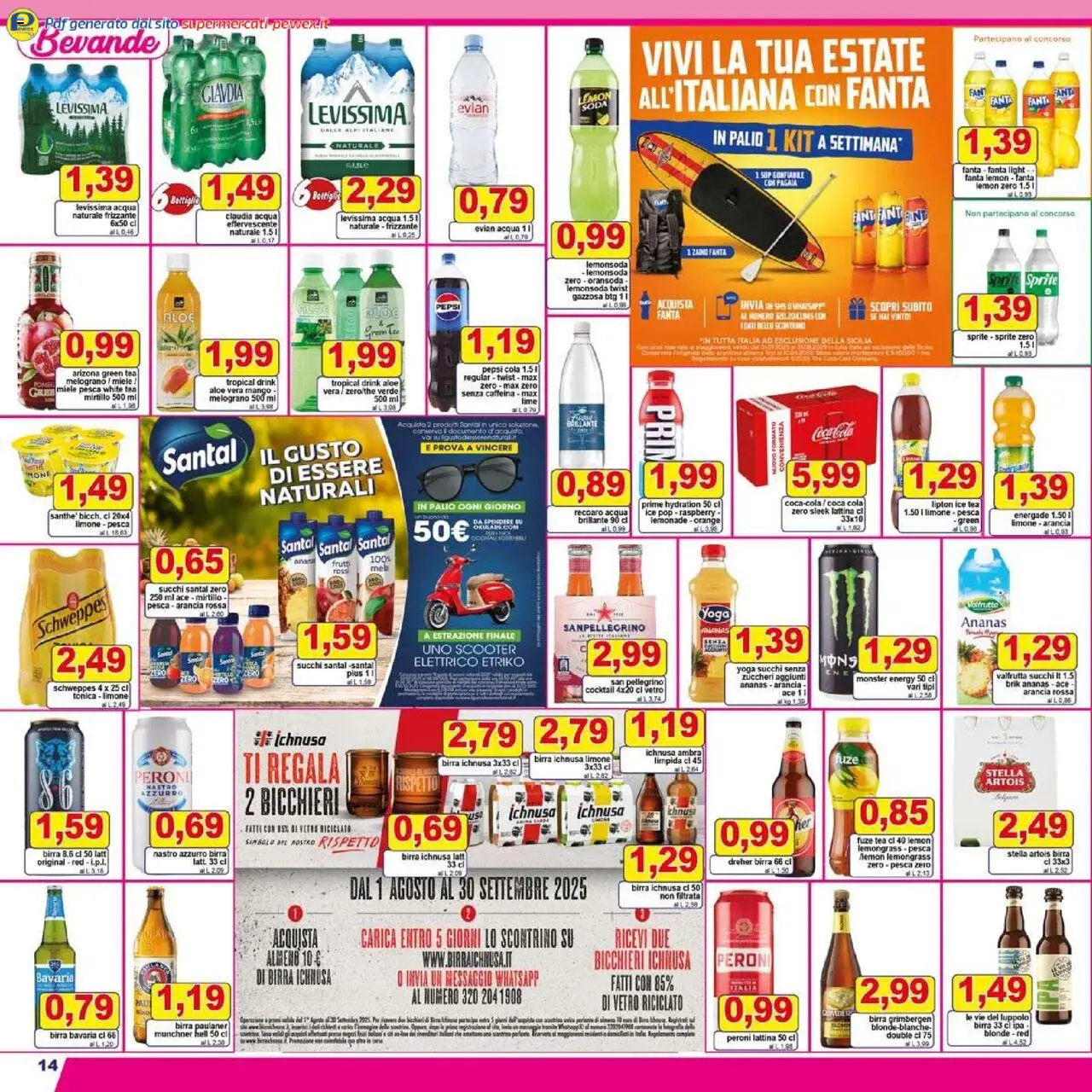 Volantino Pewex del 06.08.2025 | Pagina: 14 | Prodotti: Mango, Pesca, Arancia, Coca Cola