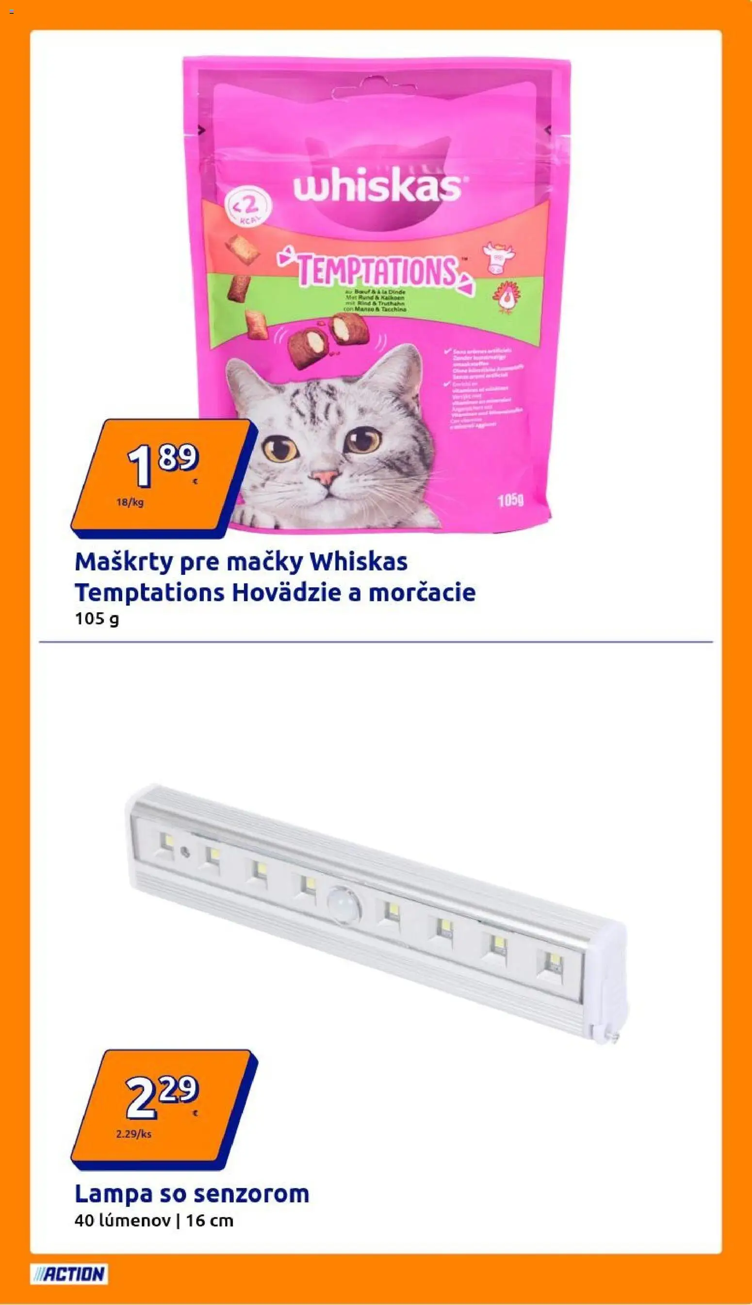 Nové Action akcie – leták je platný od 18.02.2026 | Strana: 21 | Produkty: Lampa, Whiskas, Mango