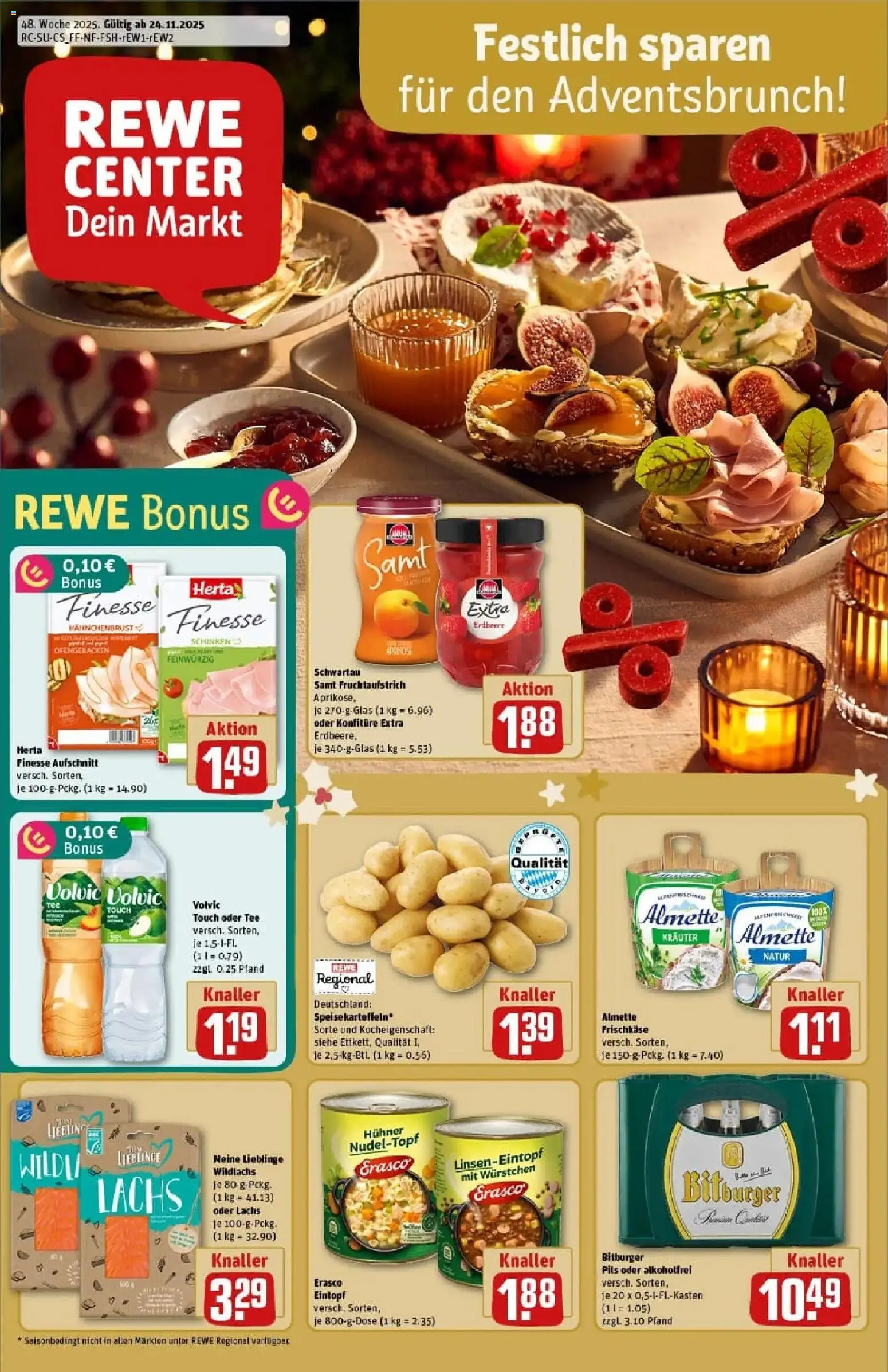 Rewe prospekt München / Bogenhausen	 – gültig ab 23.11.2025 | Seite: 1 | Produkte: Volvic touch, Schinken, Erasco, Volvic