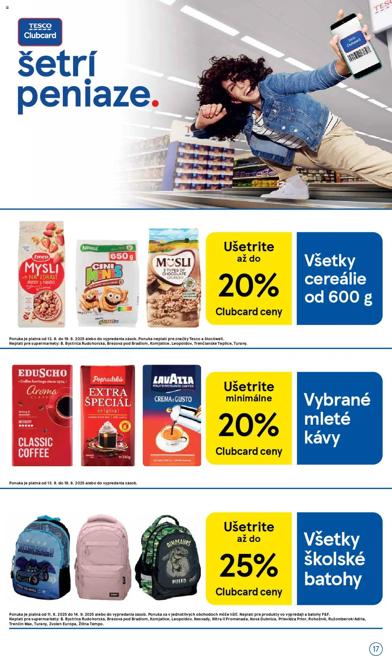 Tesco Supermarket - leták │ platný od 13.08.2025 | Strana: 17 | Produkty: Lavazza, Jahody, Cereálie, Mandle