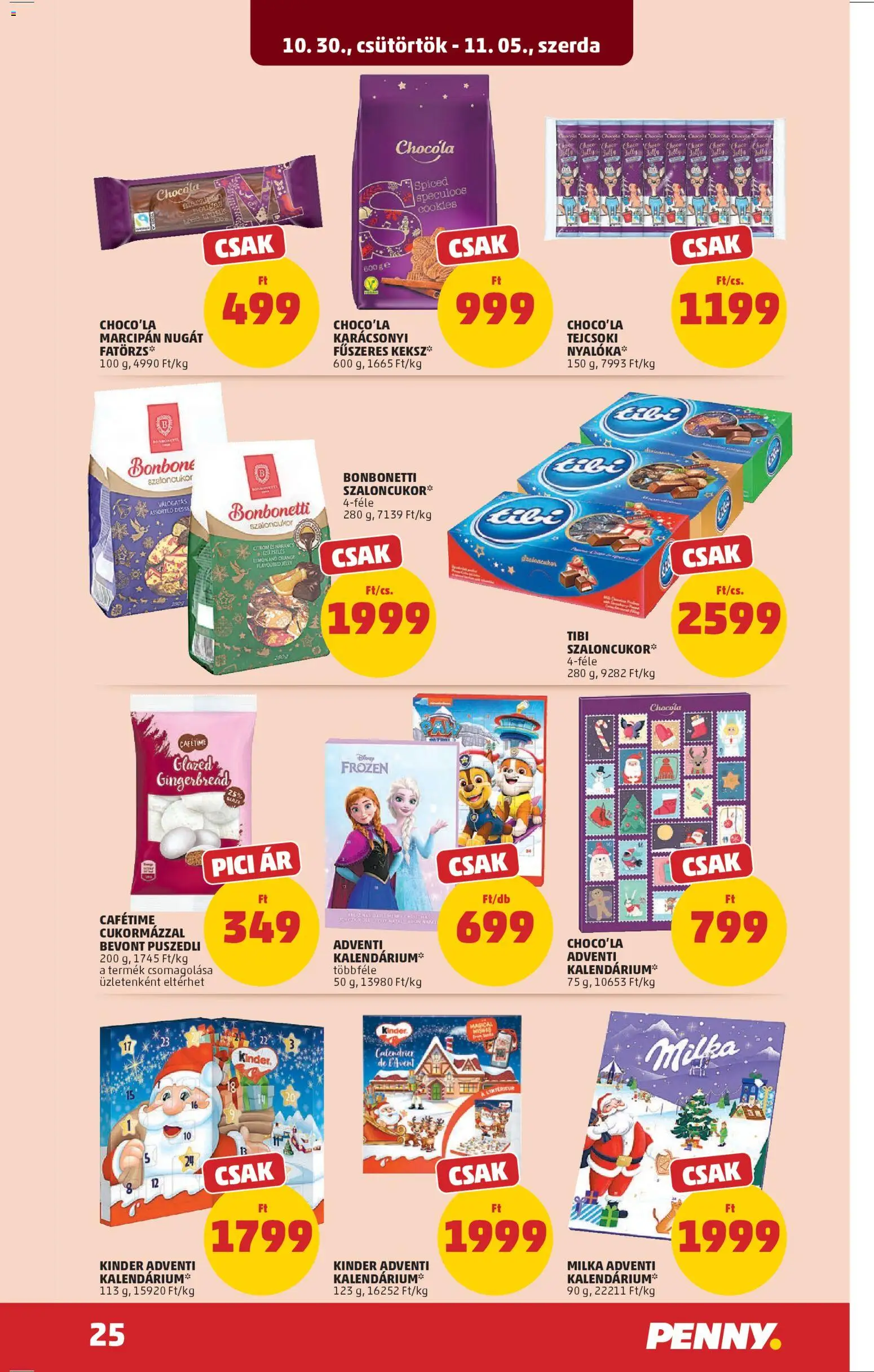 PENNY akciós ujság - amely érvényes a következő dátumtól: 30.10.2025 | Oldal: 29 | Termékek: Marcipan, Puszedli, Narancs, Keksz