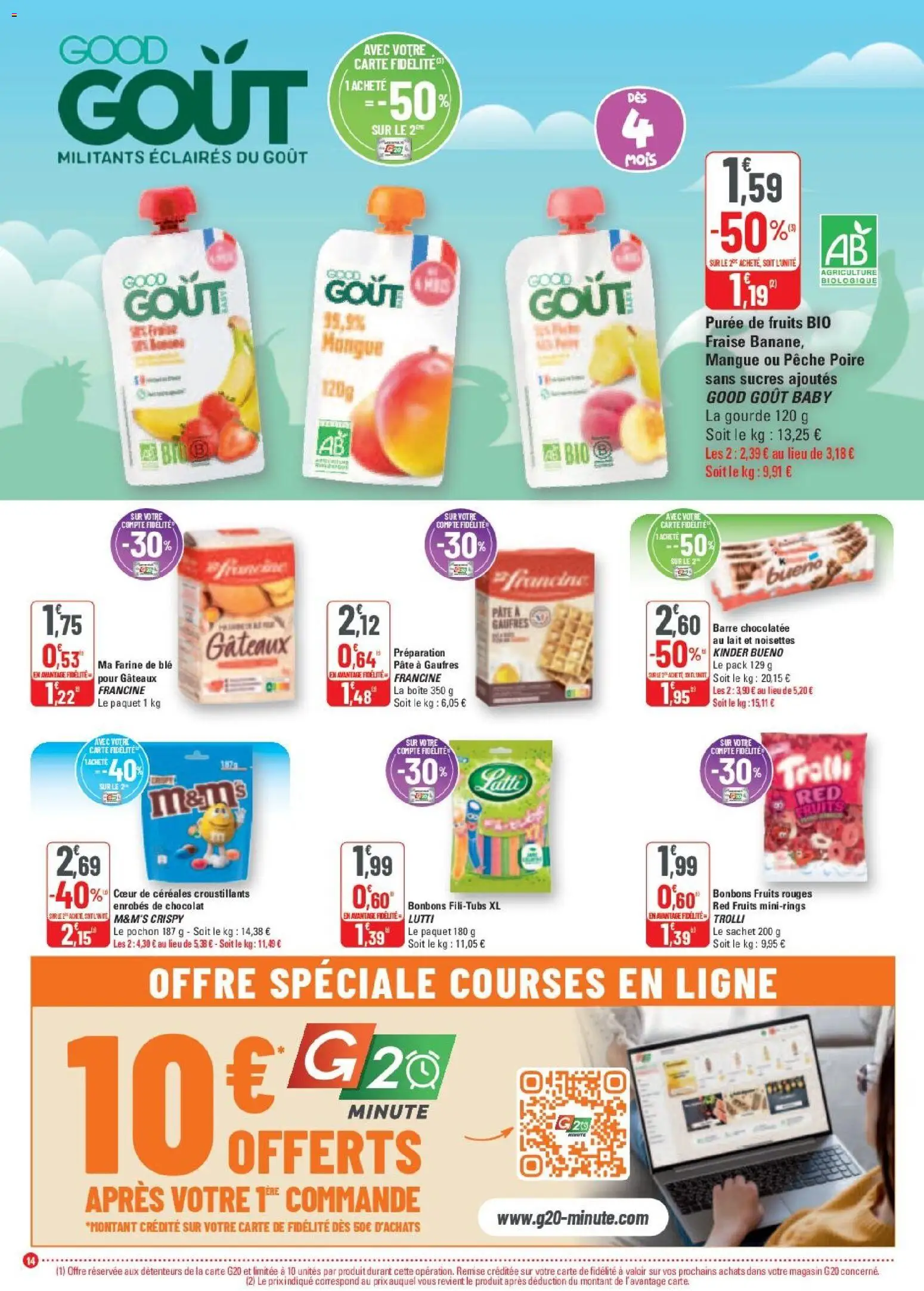 {H1} | Page: 14 | Produits: Mangue, Pêche, Lait, Chocolat