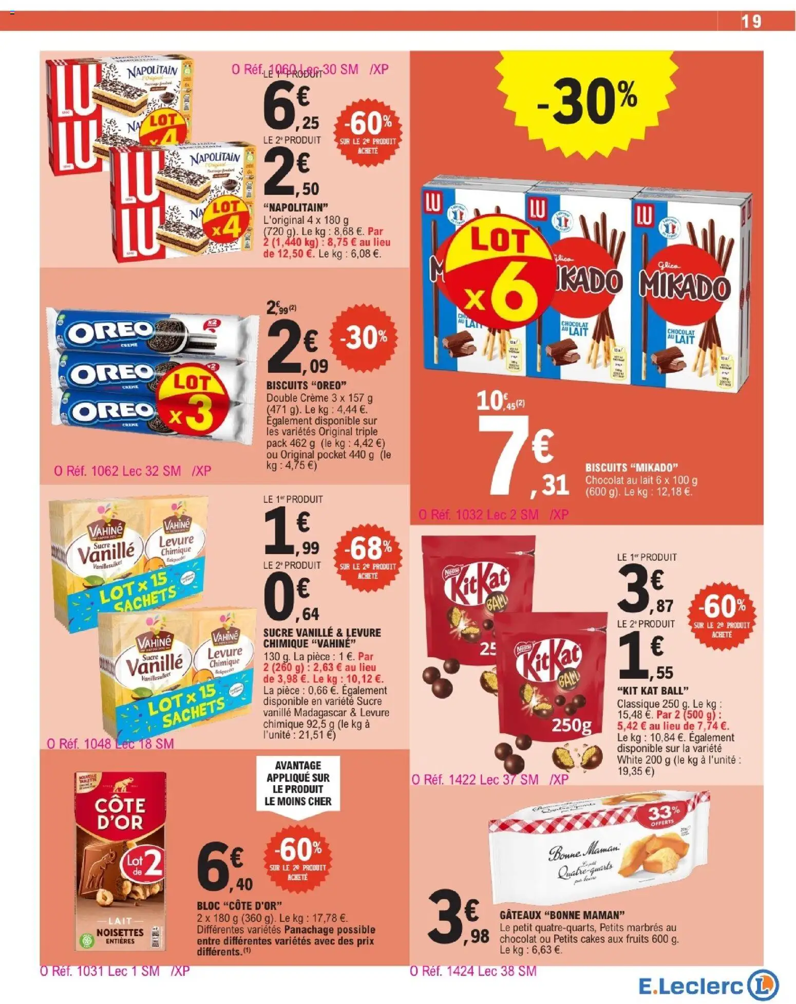 {H1} | Page: 19 | Produits: Noisettes, Levure, Chocolat, Crème