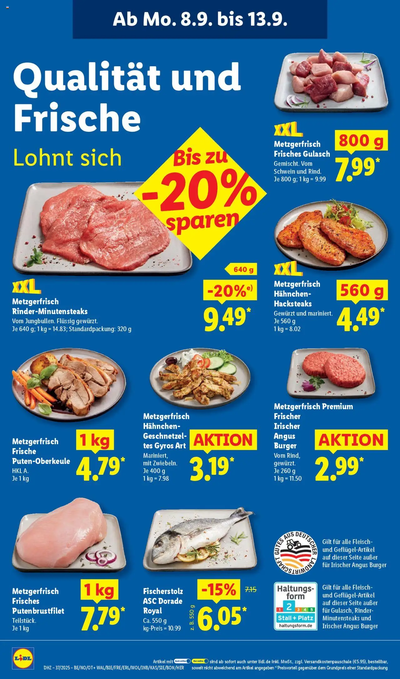 Lidl Prospekt Zossen 	 - gültig ab dem 08.09.2025 | Seite: 10 | Produkte: Dorade, Burger, Gyros, Fleisch