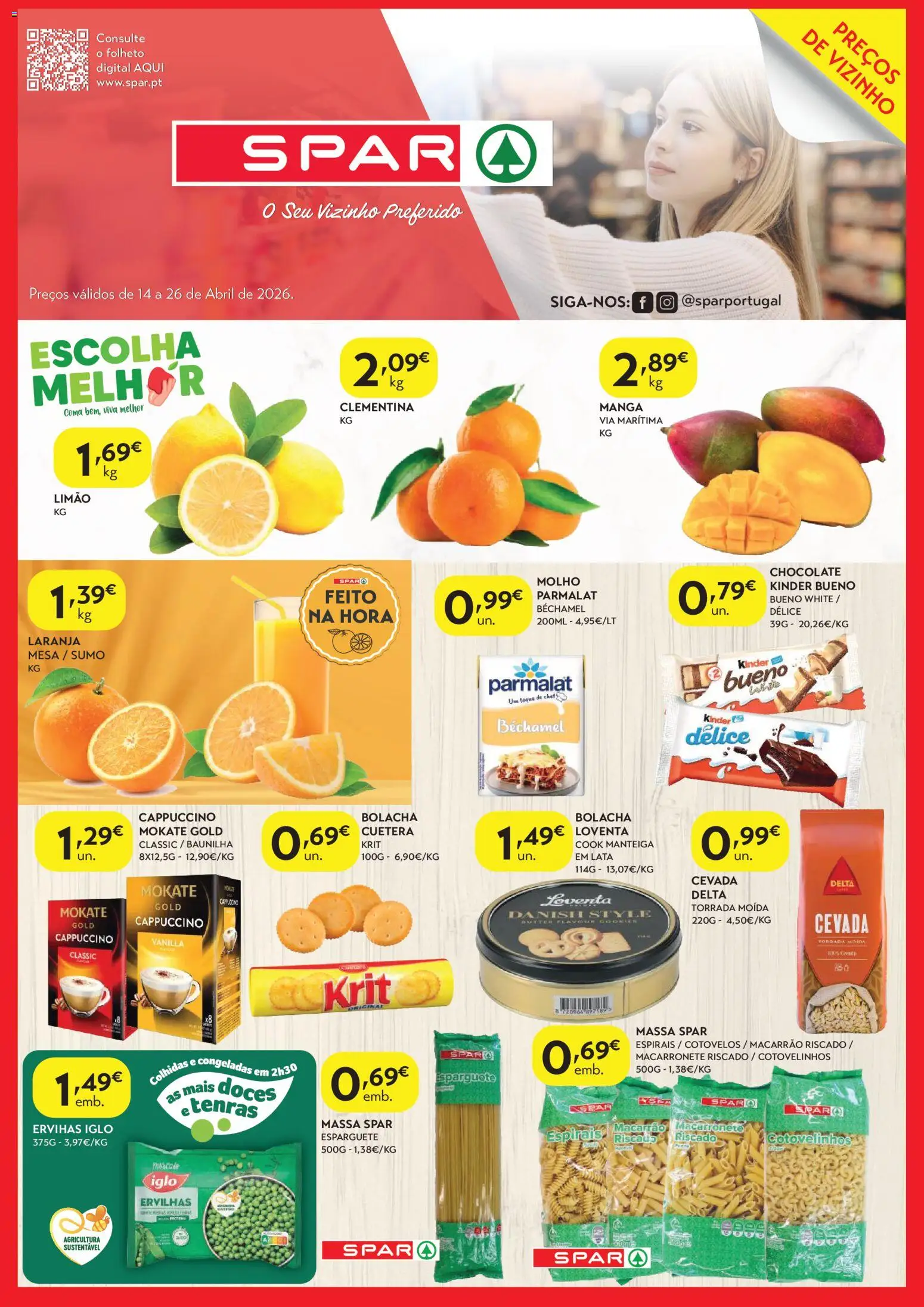 Spar - folheto │ válido de 14.04.2026 | Página: 1 | Produtos: Esparguete, Sumo, Doces, Massa