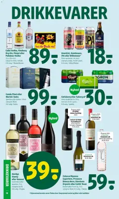 Cuba Vodka, Finsbury Dry Gin, Flügel eller Poliakov Vodka, 70 cl./10 x 2 cl. Literpris maks. 445,00. Frit valg. 1 flaske/kasse. gyldig fra 04.04.2026 | Side: 18