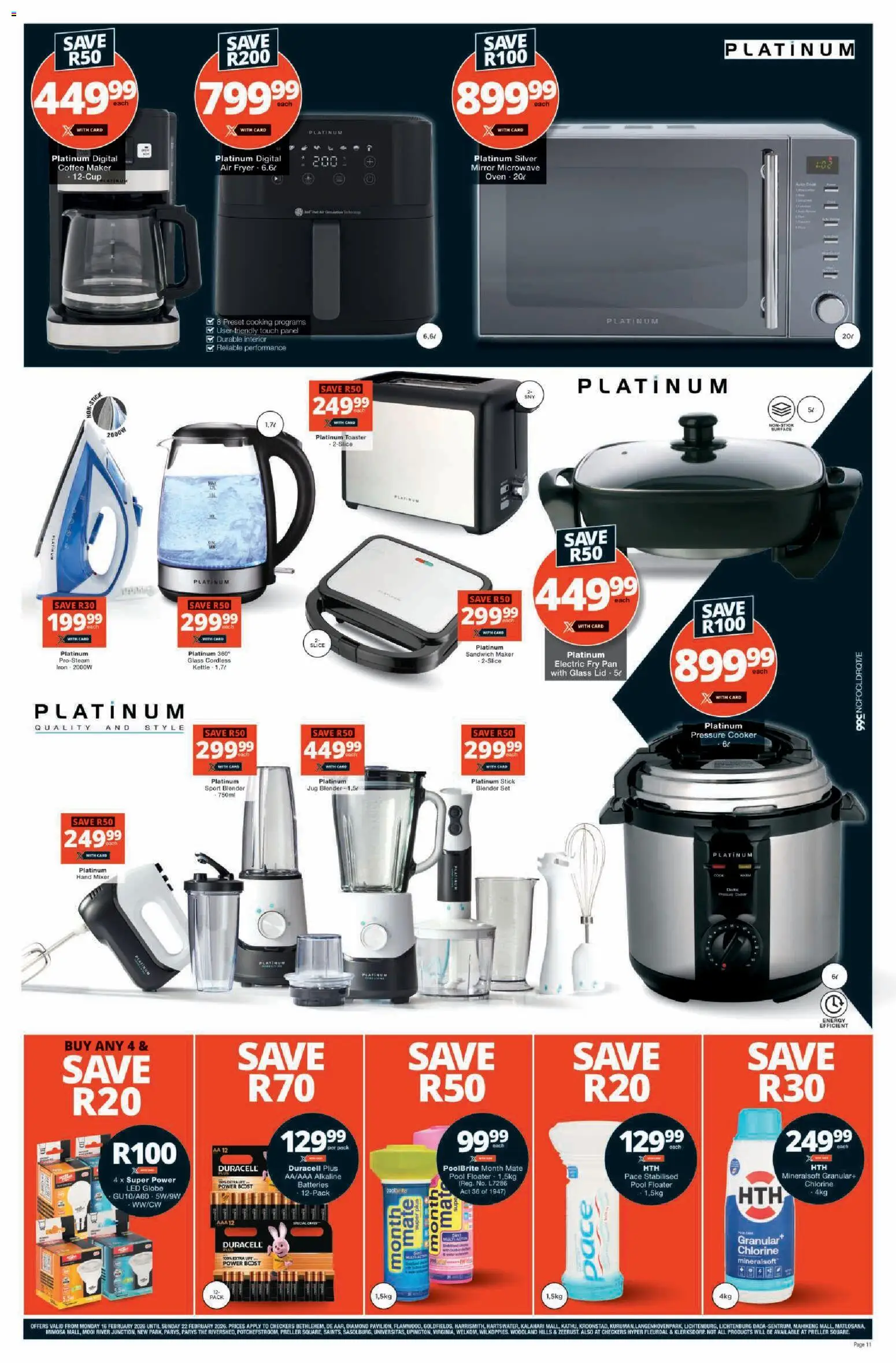 New Checkers catalogue – valid from 16.02.2026 | Page: 11 | Products: Oven, Globe, Iron, Pressure cooker