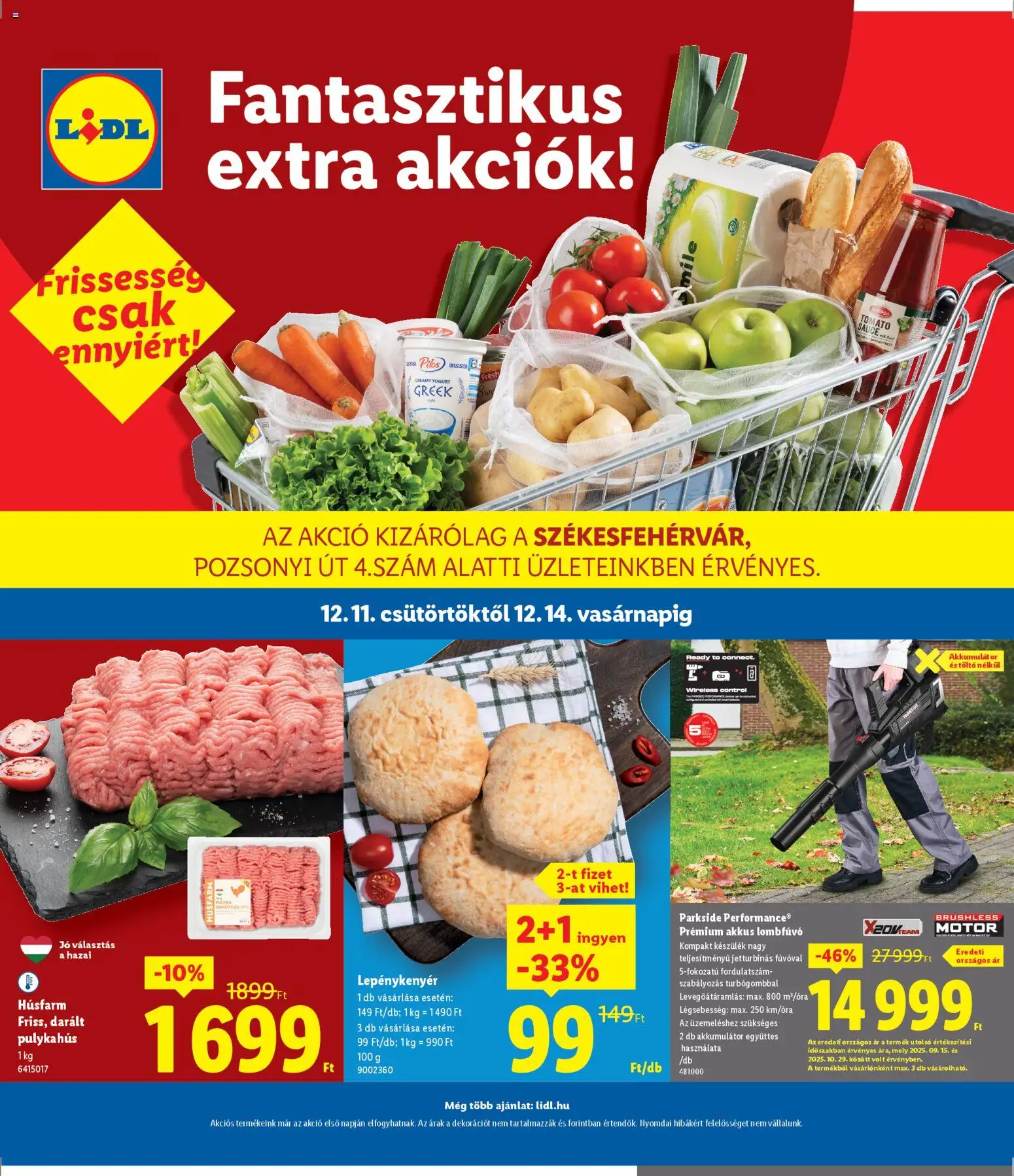 Lidl akciós ujság - amely érvényes a következő dátumtól: 11.12.2025 | Oldal: 1 | Termékek: Parkside, Darált pulykahús, Töltő, Pulykahus