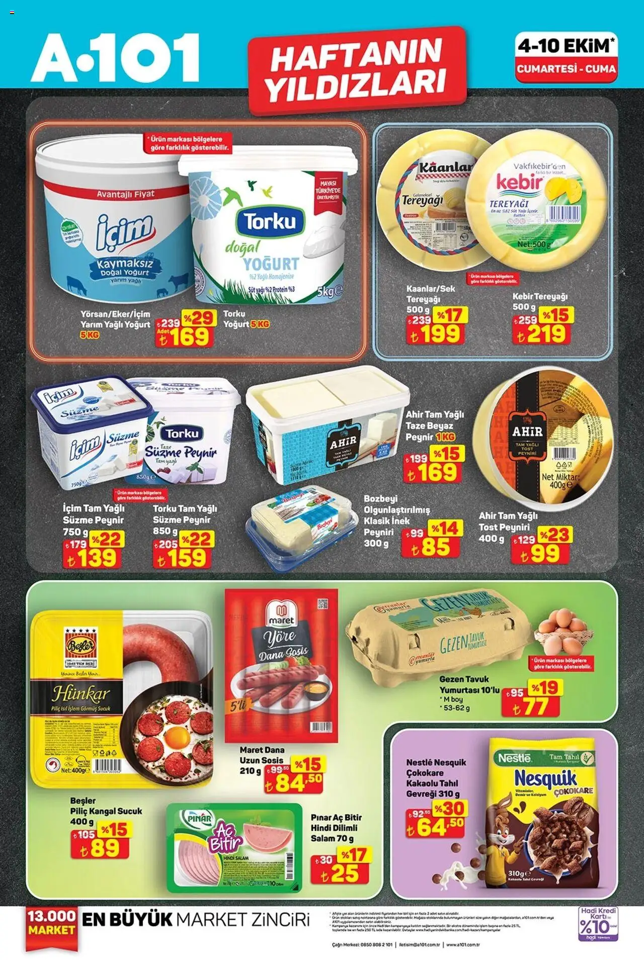 A101 Katalog - 04.10.2025 tarihinden itibaren geçerlidir | Sayfa: 2 | Ürünler: Süt, Peynir, Yoğurt, Tahıl