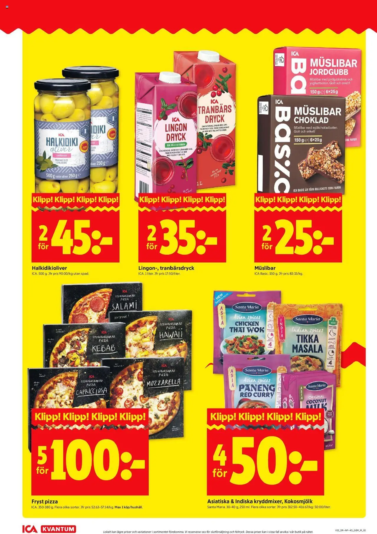 ICA Kvantum reklamblad aktuell från 11.08.2025 | Sida: 2 | Produkter: Oliver, Choklad, Salami, Pizza
