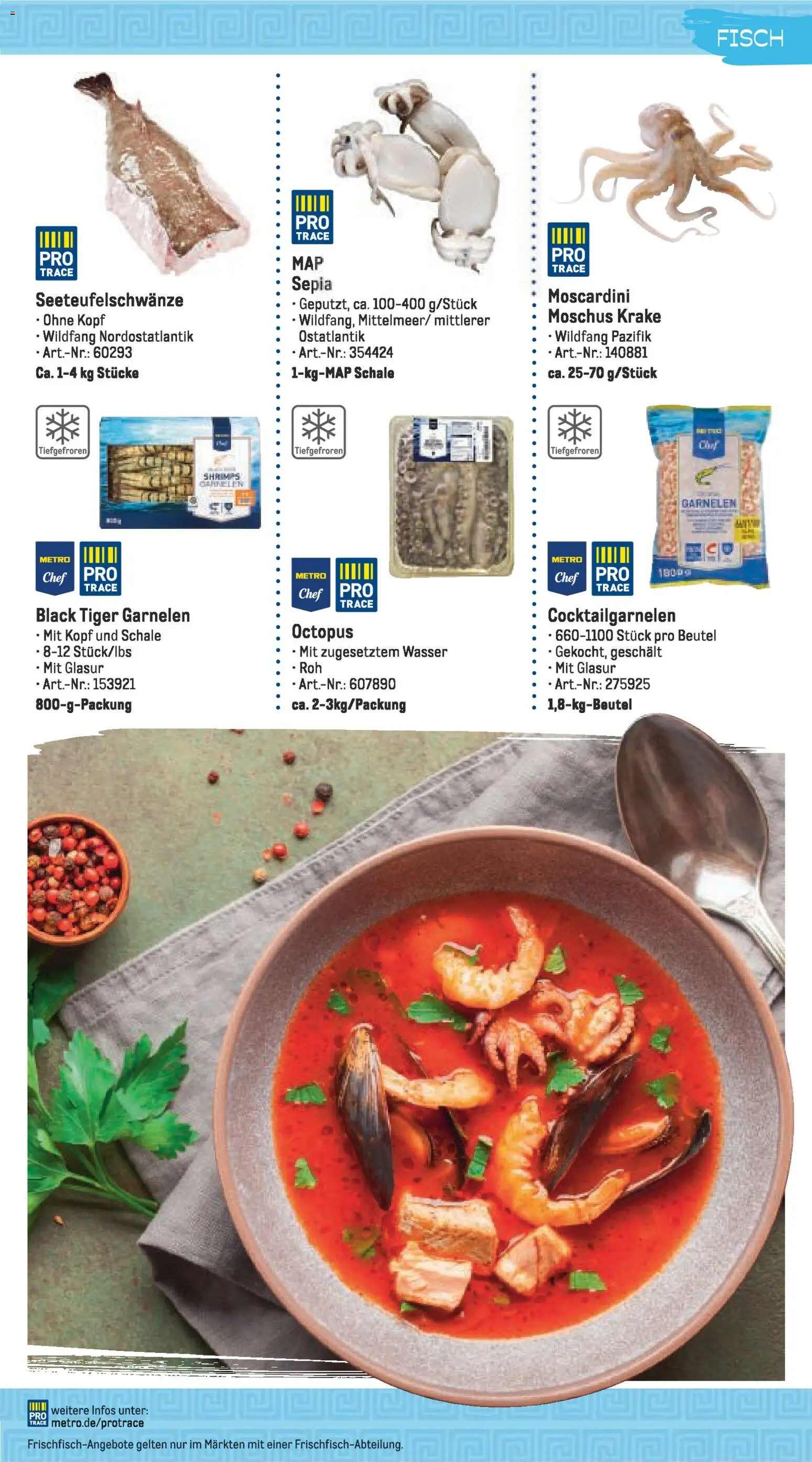 Metro Highlights Mediterrane Gastronomie – gültig ab 01.02.2026 | Seite: 3 | Produkte: Garnelen, Fisch, Wasser, Tiger garnelen