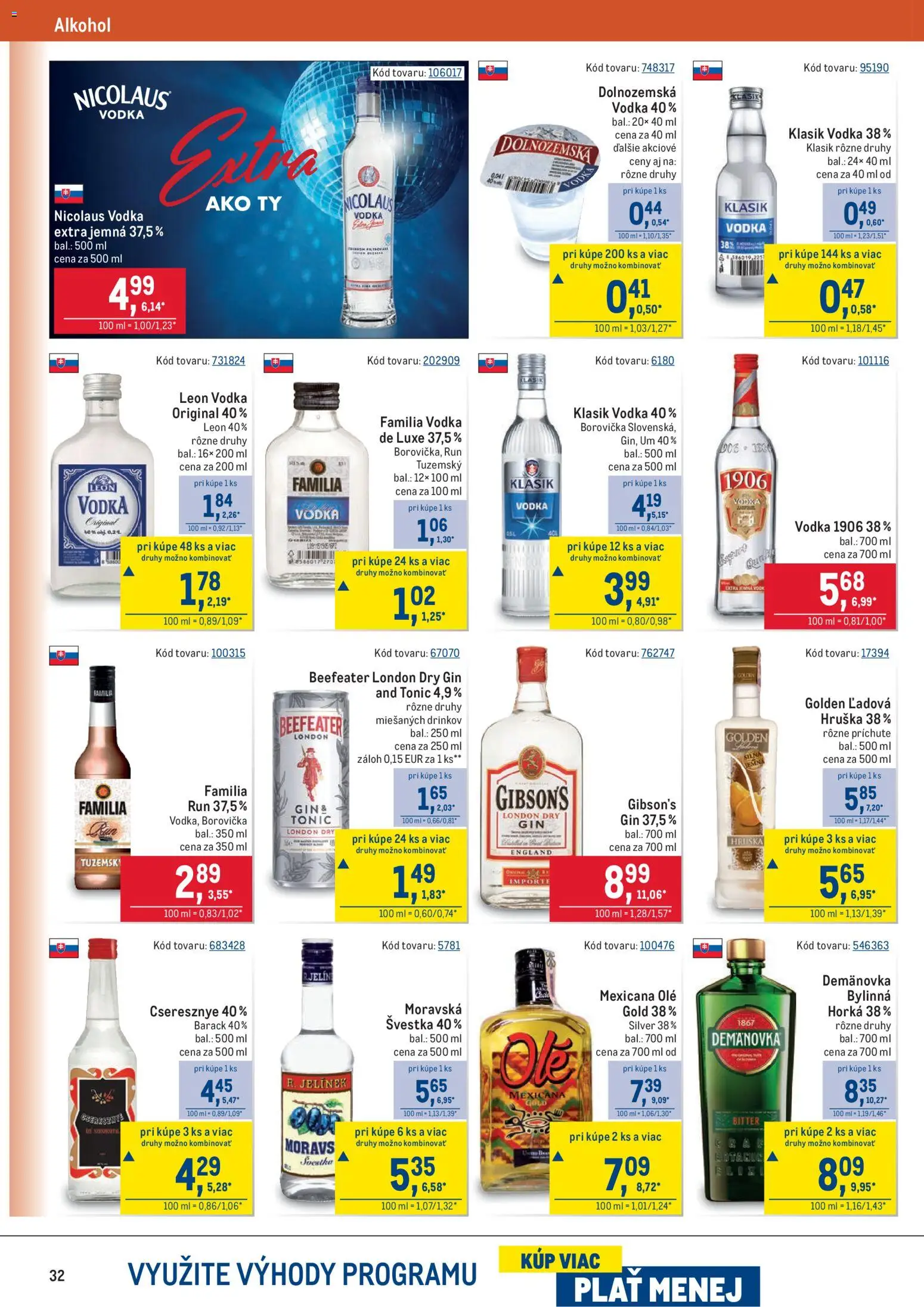 Nové Metro akcie – leták je platný od 25.03.2026 | Strana: 32 | Produkty: Beefeater, Gin, Vodka, Alkohol