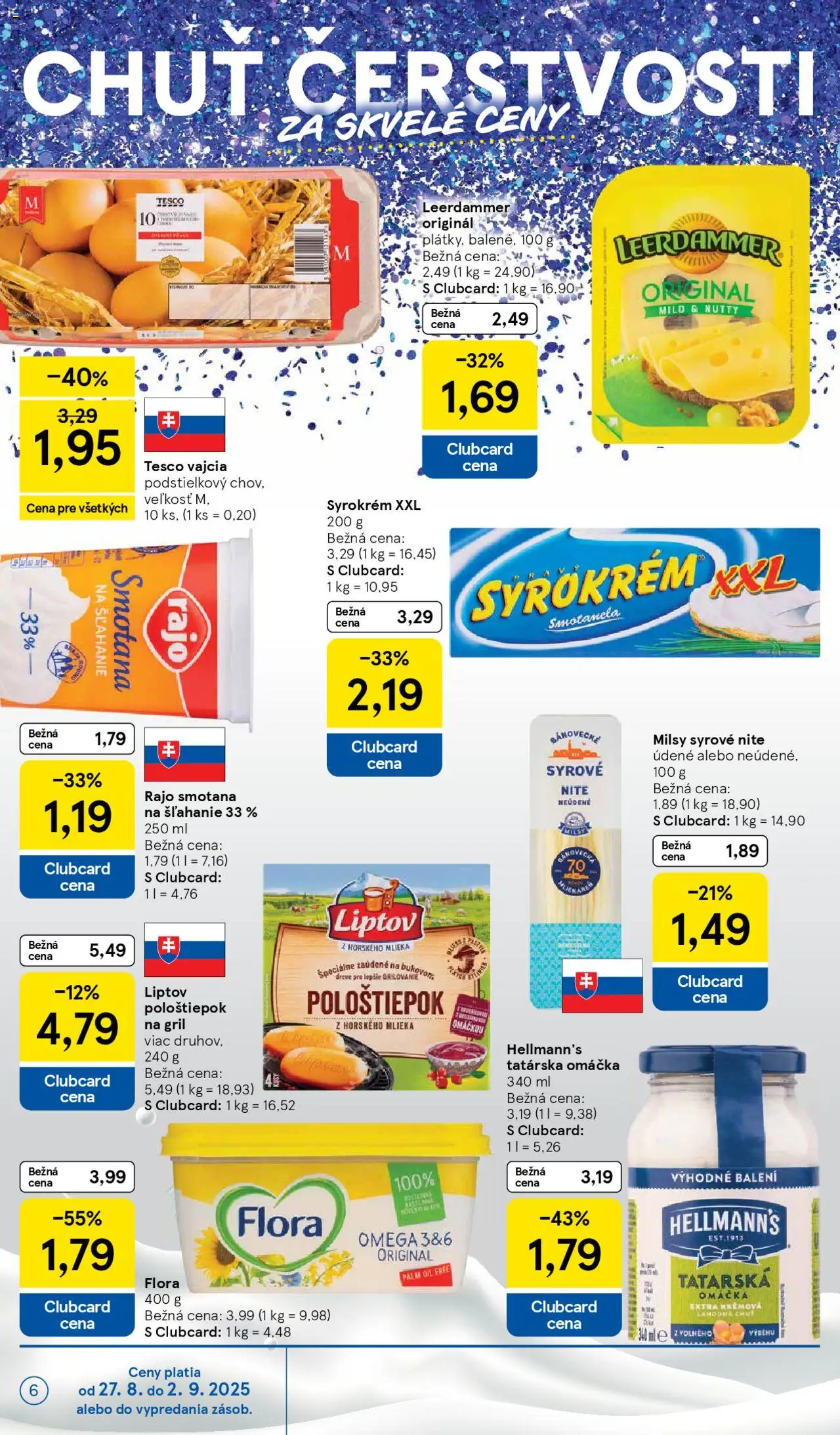 Tesco Hypermarket - leták │ platný od 27.08.2025 | Strana: 6 | Produkty: Gril, Vajcia, Smotana na šľahanie