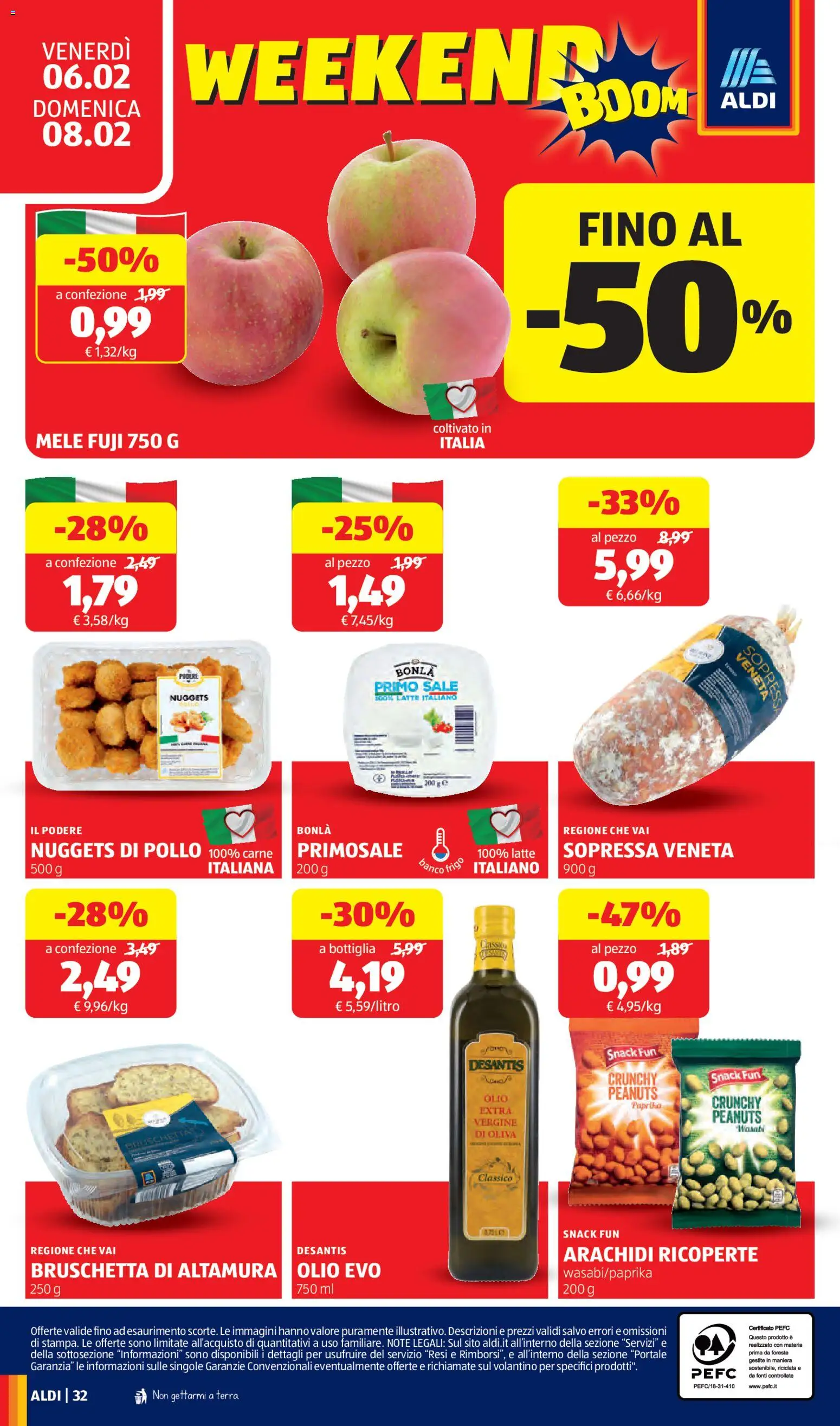 Volantino Aldi del 02.02.2026 | Pagina: 32 | Prodotti: Latte, Olio, Arachidi, Bottiglia