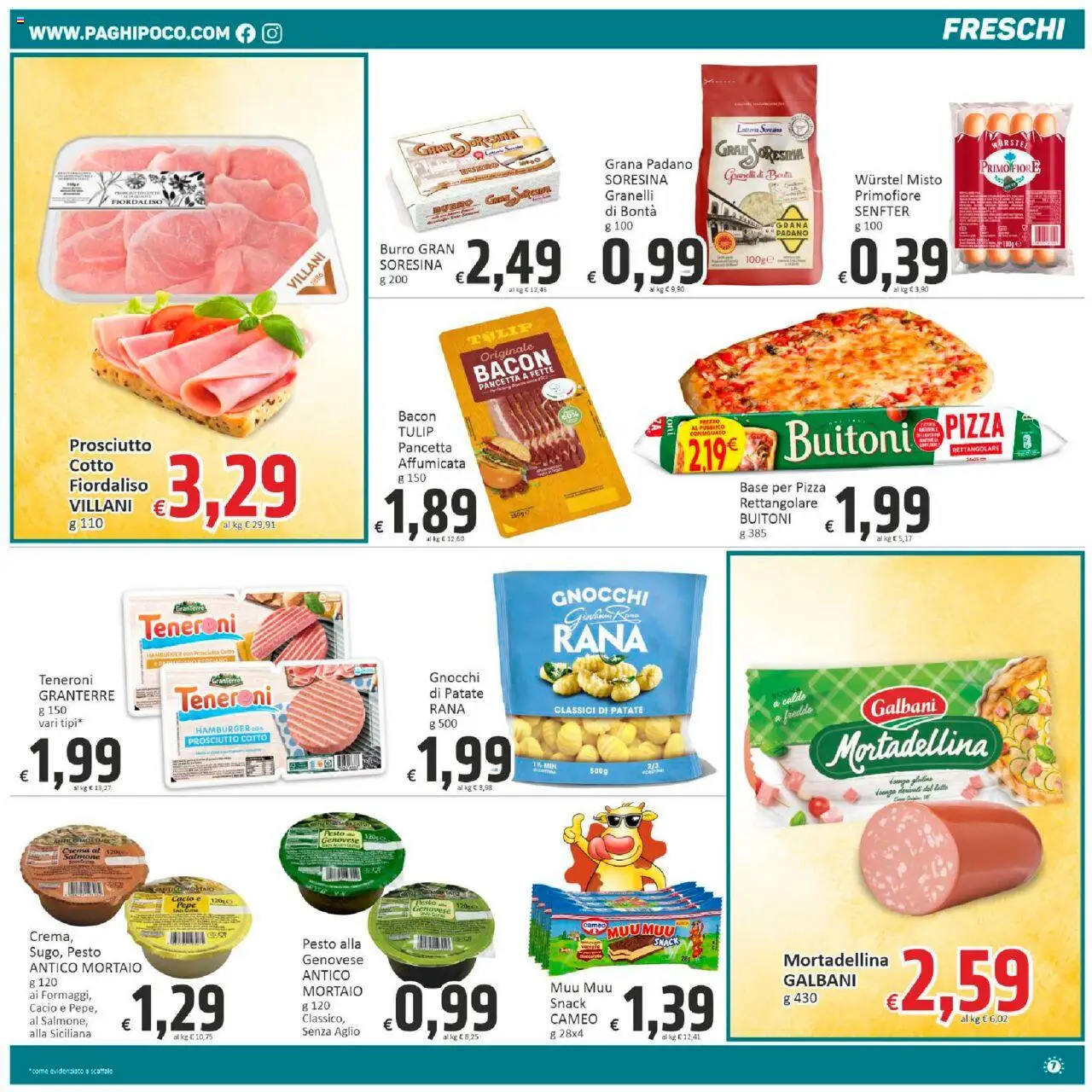Volantino Paghi Poco del 19.08.2025 | Pagina: 7 | Prodotti: Patate, Burro, Pesto, Hamburger