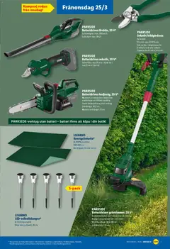 Lidl erbjudanden Mittgången - Förhandsvisning av reklamblad från butik Lidl aktuell från 12.03.2026 | Sida: 7 | Produkter: Sekatör, Batteri