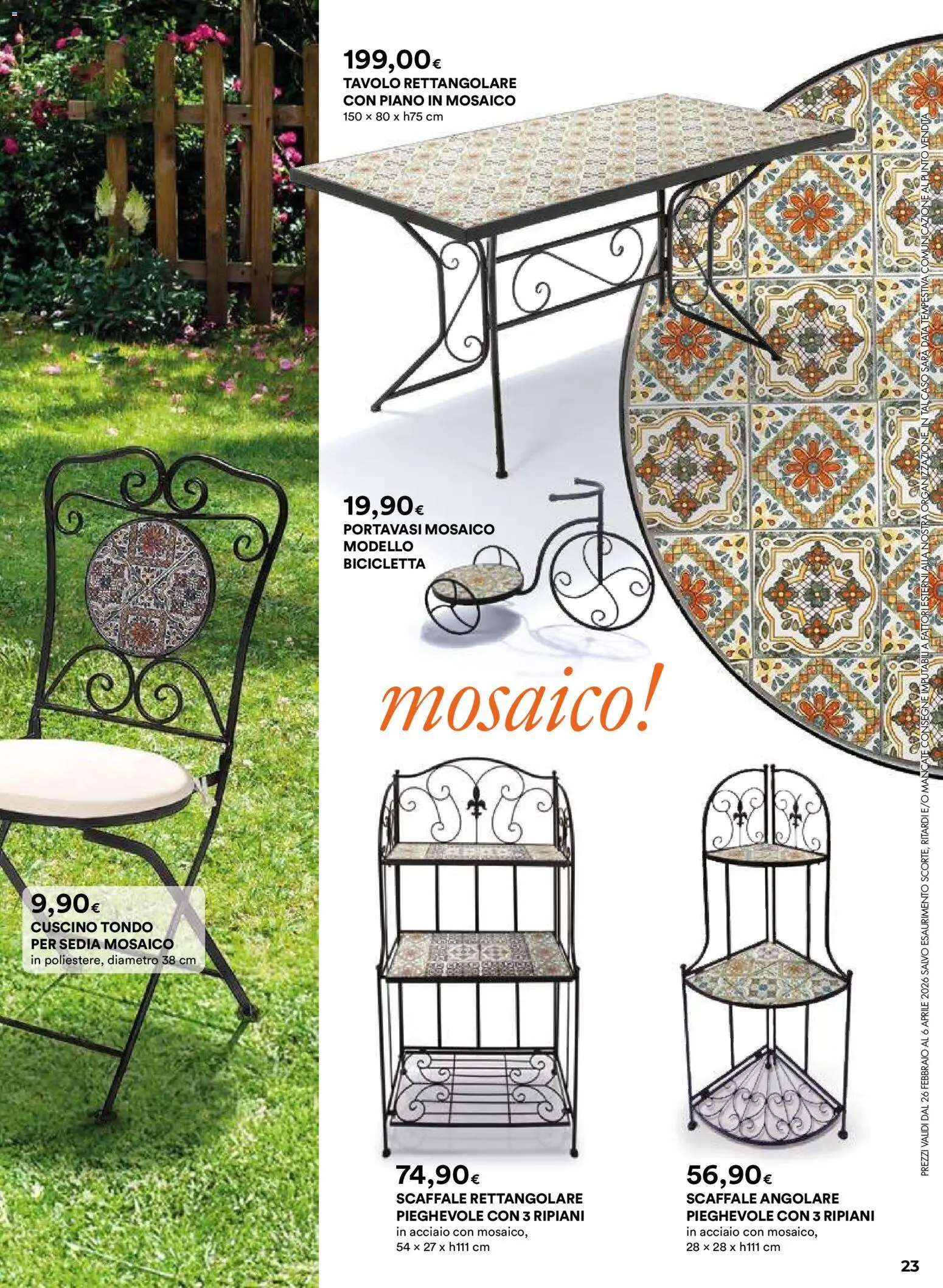 Volantino Ipercoop del 26.02.2026 | Pagina: 23 | Prodotti: Bicicletta, Portavasi, Data, Cuscino