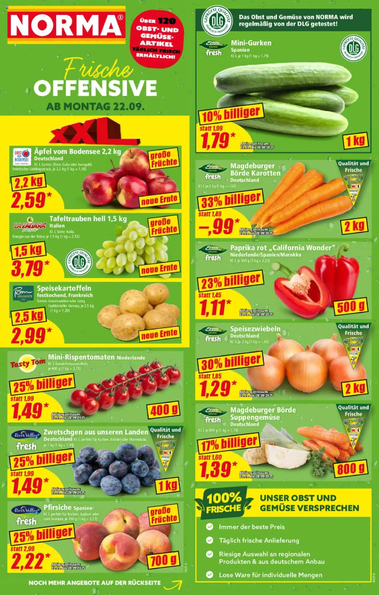 Norma Prospekt 	 – gültig ab 22.09.2025 | Seite: 2 | Produkte: Joghurt, Gemüse, Paprika, Obst