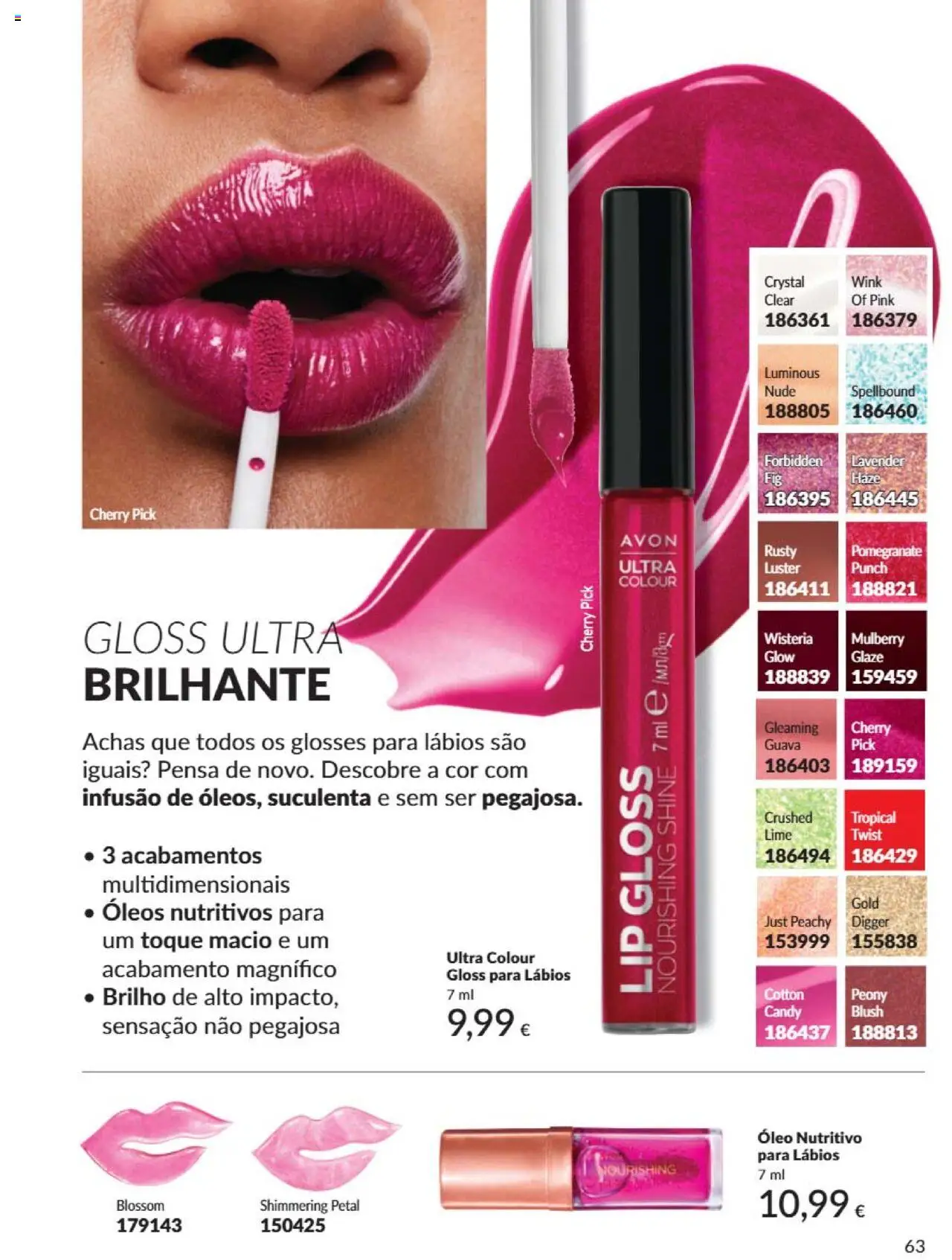 Catálogo Avon Campanha 6 │ válido de 01.06.2025 | Página: 63 | Produtos: Gloss, Blush, Óleo