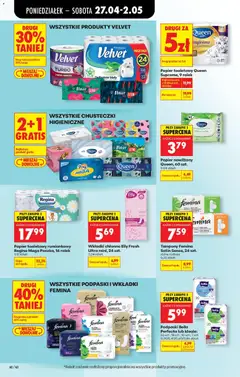 Pogląd oferty "Wszystkie podpaski i wkładki Femina, Różne rodzaje podpasek i wkładek Femina" - ważna od 27.04.2026 | Strona: 70