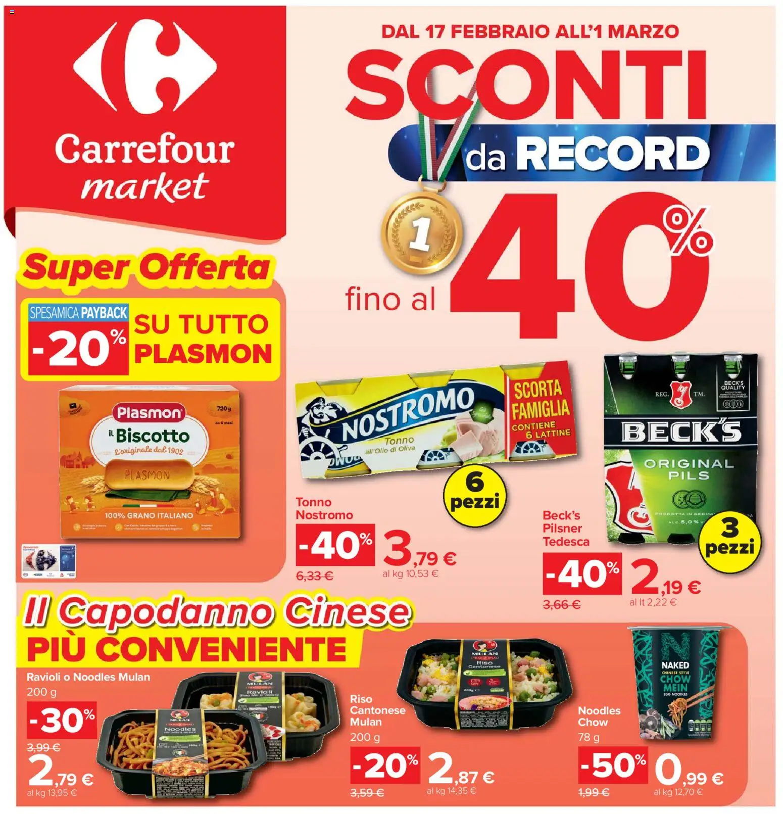 Volantino Carrefour del 17.02.2026 | Pagina: 1 | Prodotti: Riso, Tonno, Ravioli