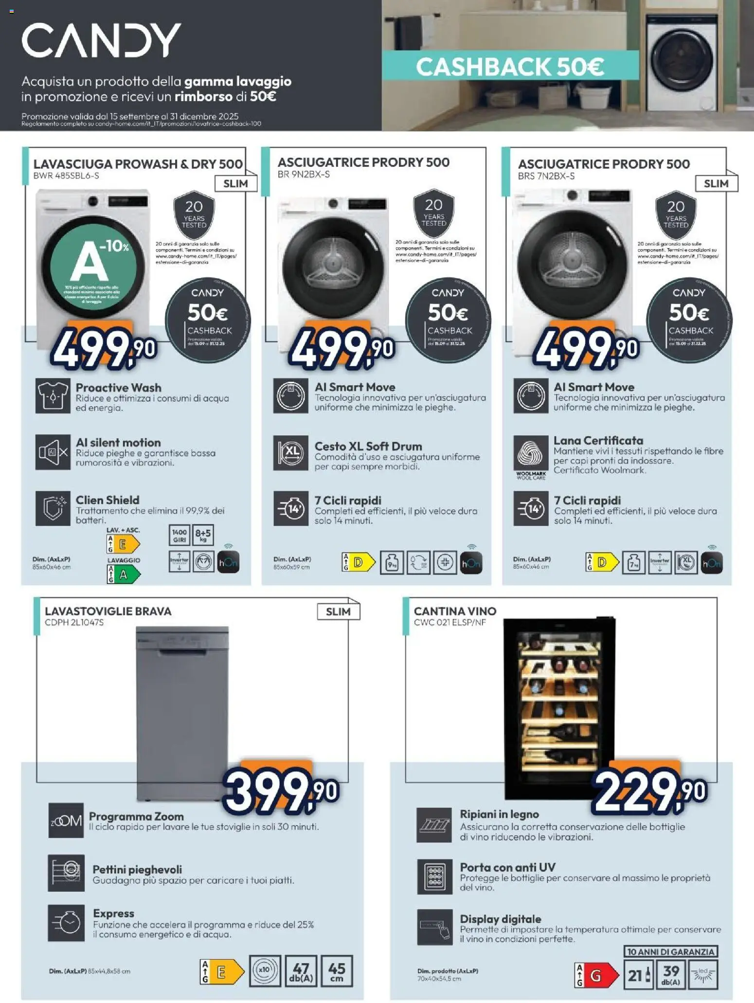 Volantino Unieuro del 05.12.2025 | Pagina: 6 | Prodotti: Lavasciuga, Vino, Asciugatrice, Lavastoviglie