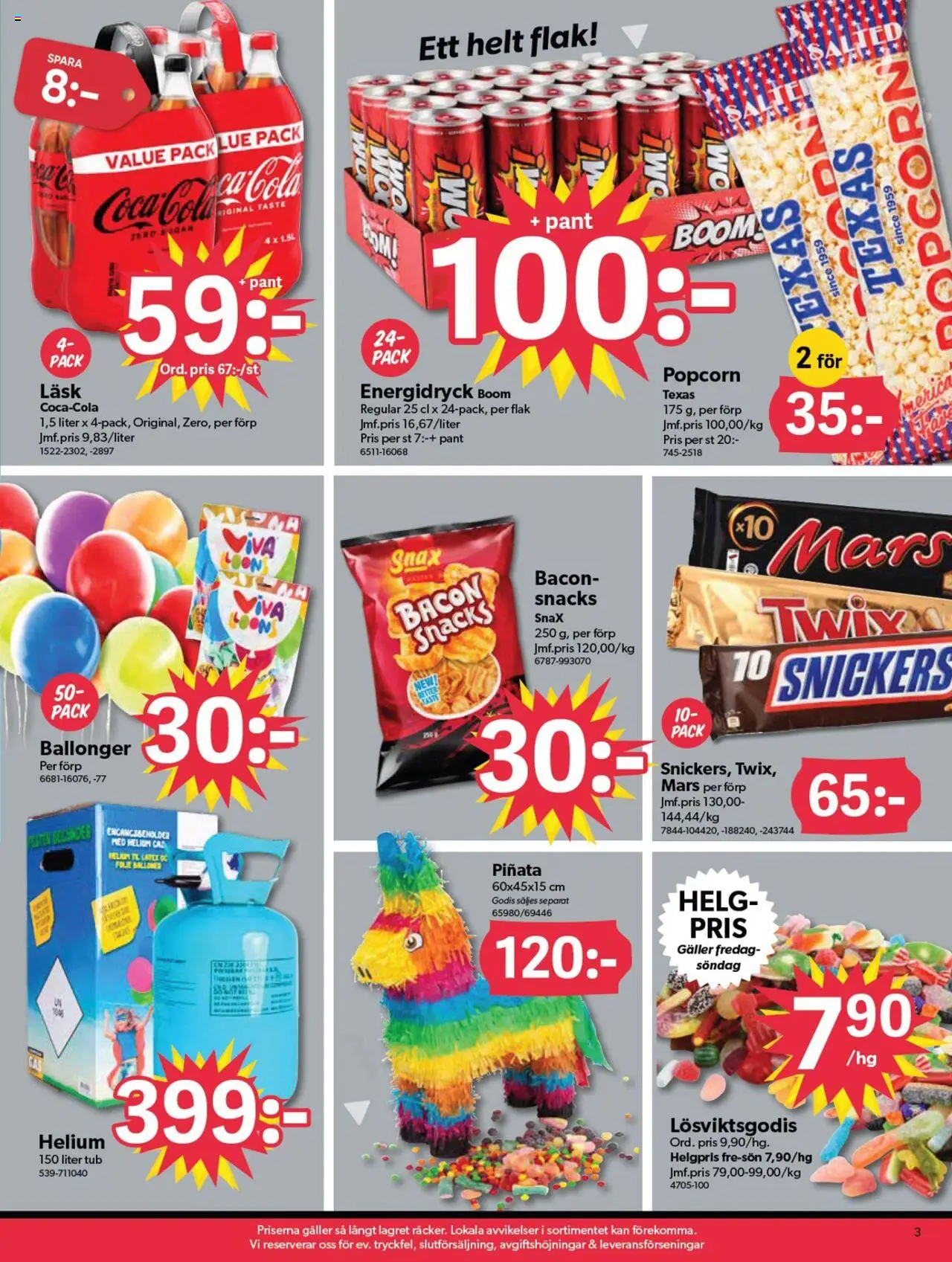 Dollar Store reklamblad aktuell från 08.09.2025 | Sida: 3 | Produkter: Bacon, Galler, Energidryck, Popcorn