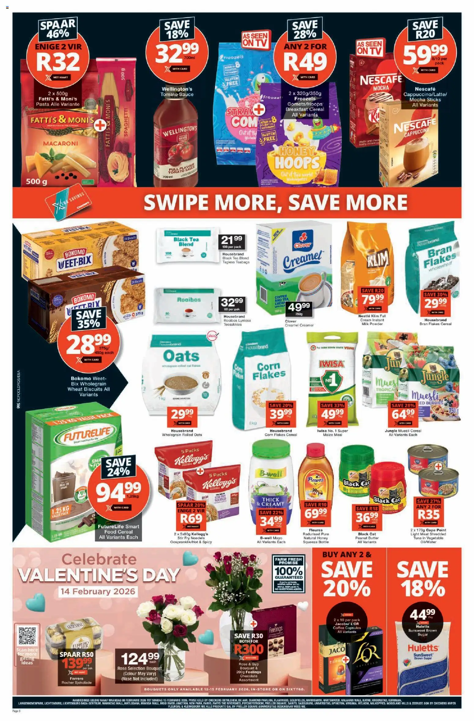 New Checkers catalogue – valid from 09.02.2026 | Page: 6 | Products: Corn, Tuna, Oats, Powder