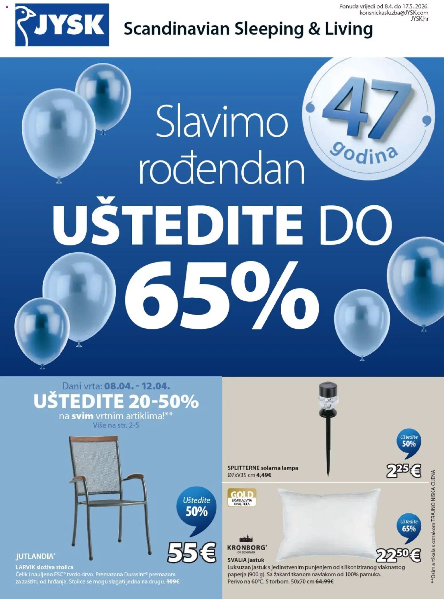 JYSK katalog | vrijedi od 08.04.2026 | Stranica: 1 | Proizvodi: Jastuk, Stolica