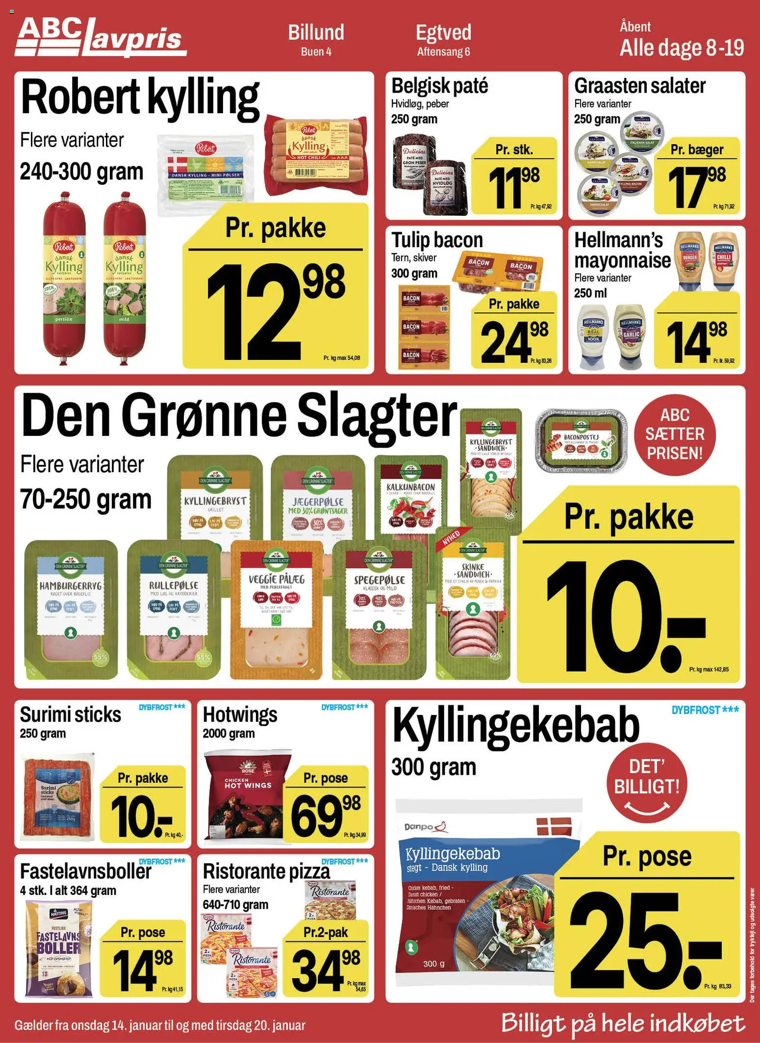 Abc Lavpris tilbudsavis – gyldig fra 14.01.2026 | Side: 6 | Produkter: Paté, Pizza, Spegepølse, Rullepølse