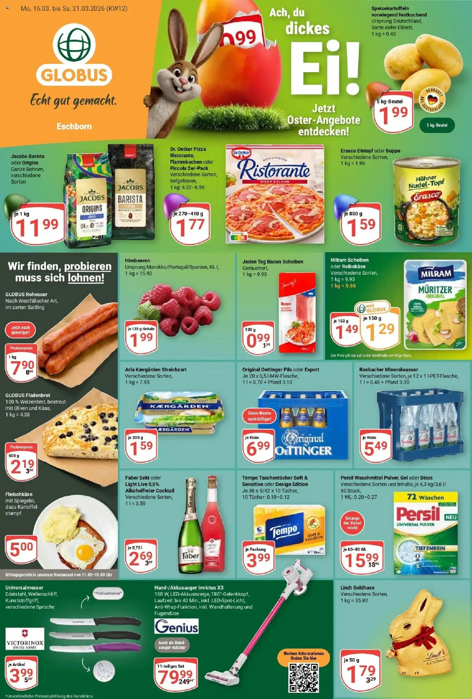 Globus prospekt Eschborn	 – gültig ab 15.03.2026 | Seite: 1 | Produkte: Milram, Reibekase, Uhr, Persil