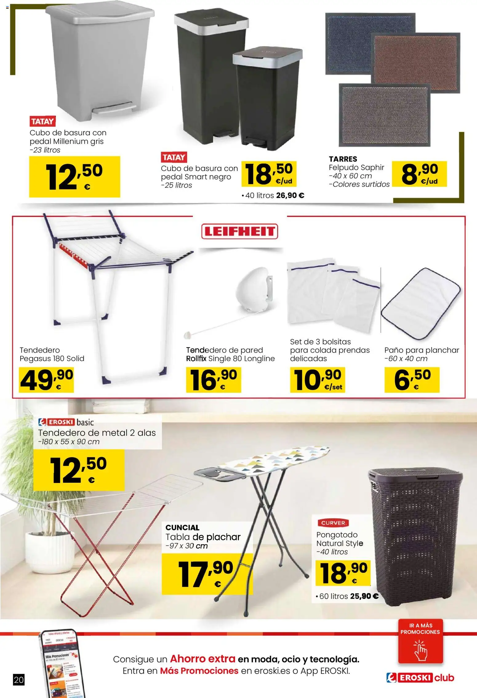 Eroski - Qué a gusto │ válido desde el 07.01.2026 | Página: 20 | Productos: Tendedero, Διακόπτης κυκλώματος, Felpudo