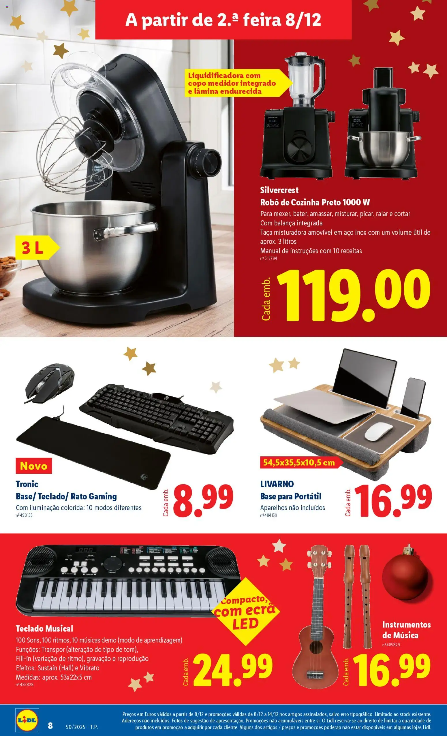 Lidl Novidades │ válido de 08.12.2025 | Página: 8 | Produtos: Teclado, Robô, Laptop, Base